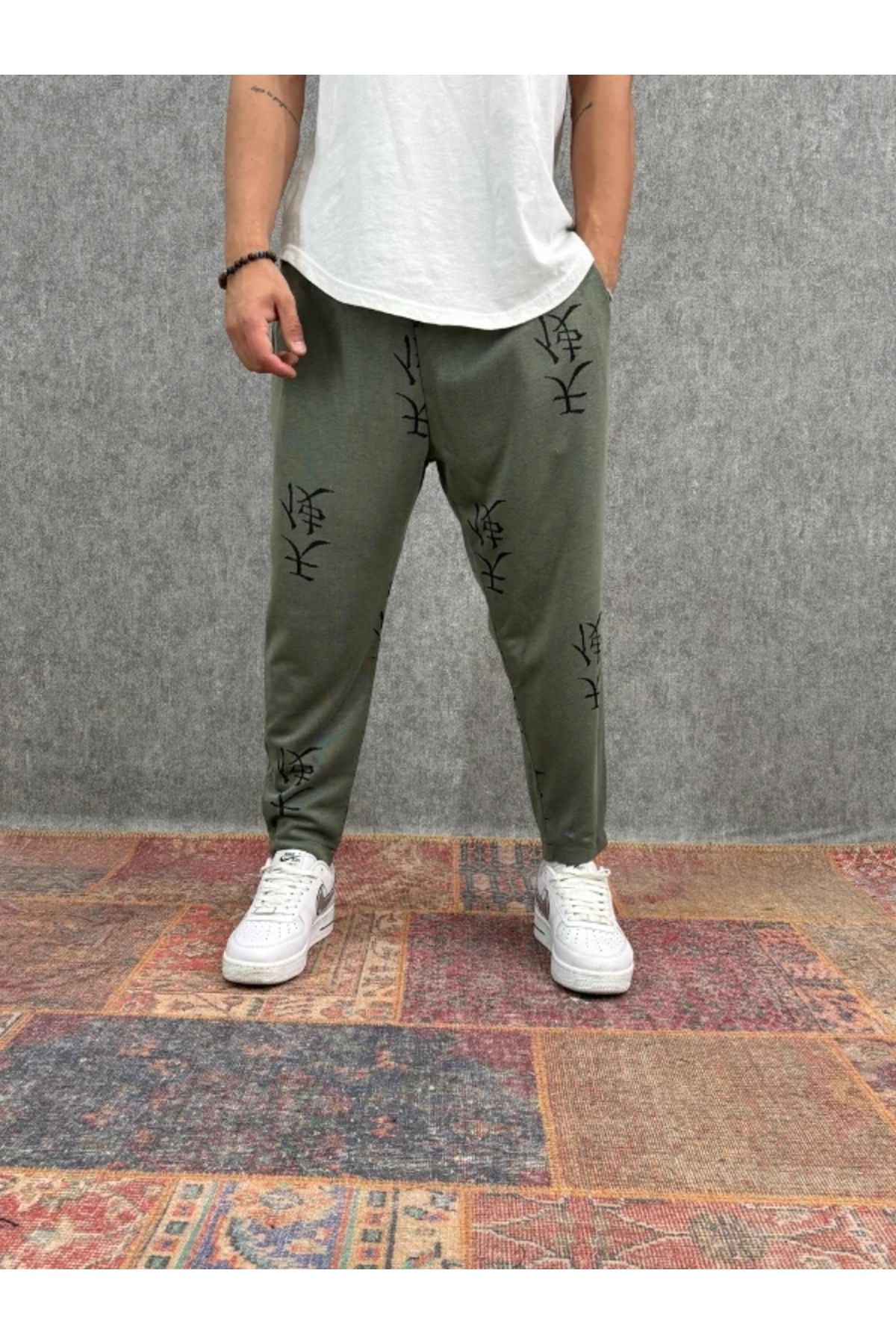 FıttingRoom Beli Lastikli Chinese Desenli Baggy Pantolon
