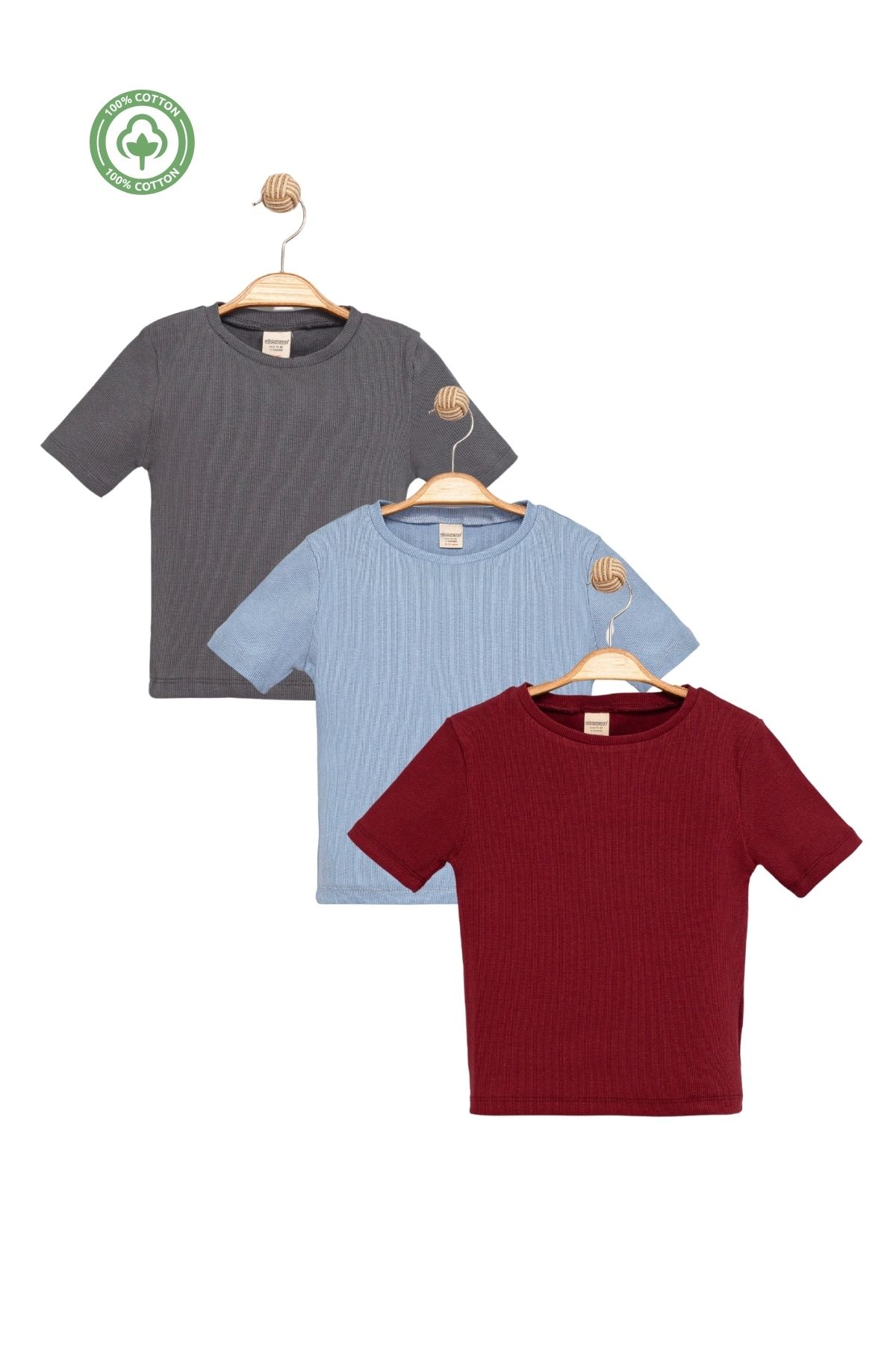 Divonette Kız Çocuk Kısa Kollu Kaşkorse 3'lü T-shirt Seti -Çocuk Giyim