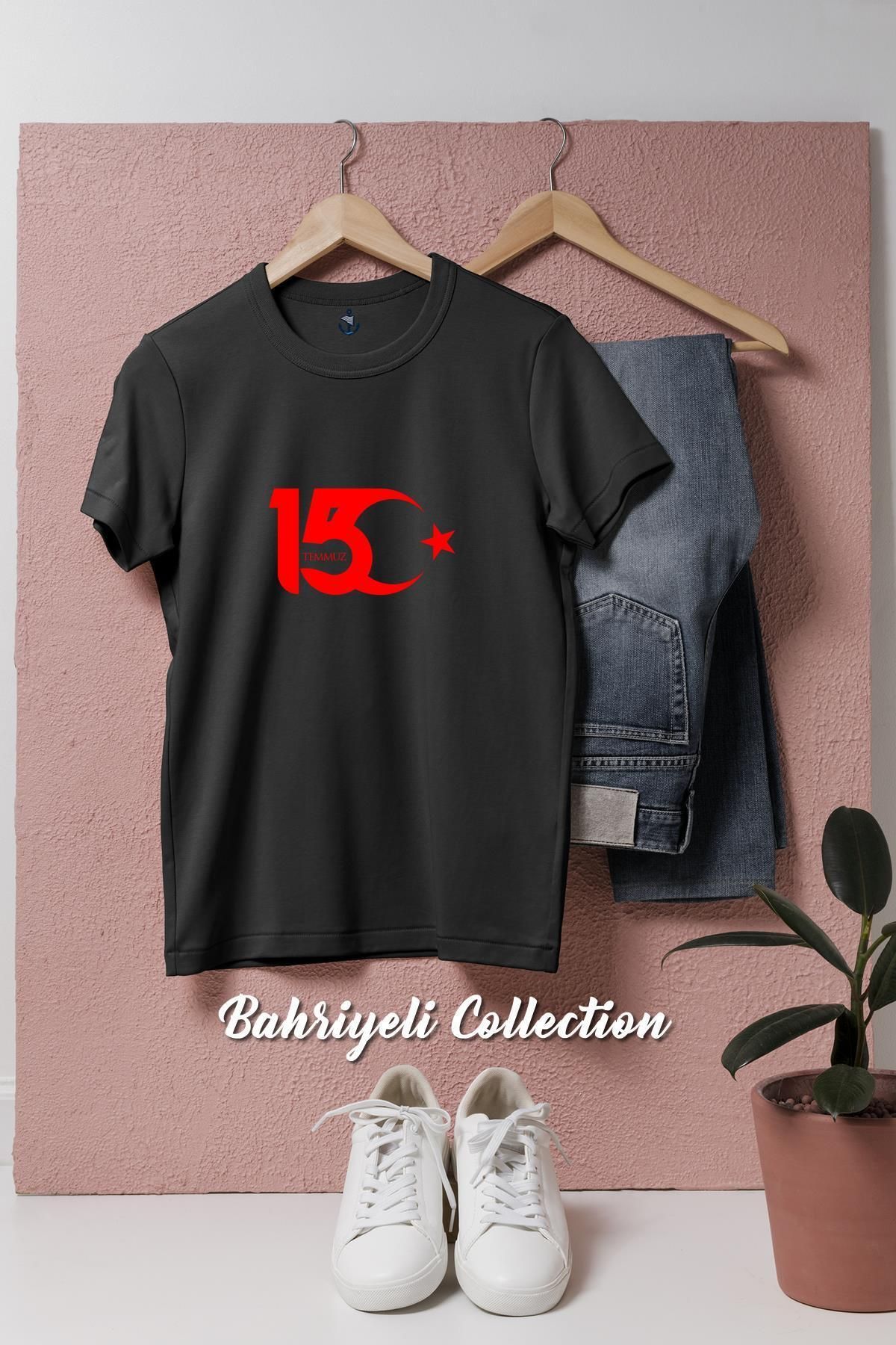 bahriyeli.jpeg Oversize 15 Temmuz Ay Ve Yıldız Tasarımlı Unisex T-Shirt