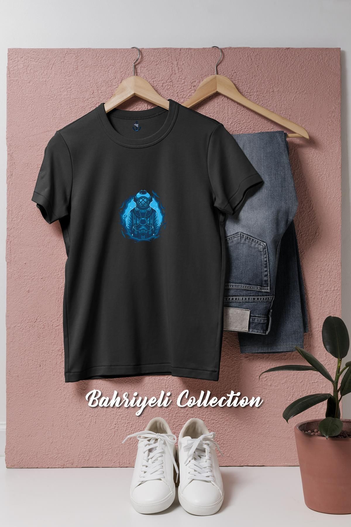 bahriyeli.jpeg Oversize Deep Sea Diver Blue Tasarımlı Unisex T-Shirt