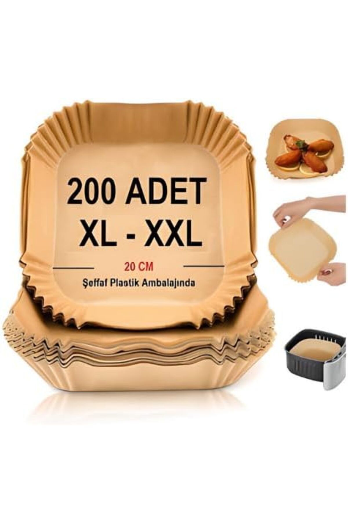 STOREMAX lvnmblya 2024 200 Adet Airfryer Pişirme Kağıdı XL-XXL Büyük Boy 20 cm Hava Fritöz Kağıdı F