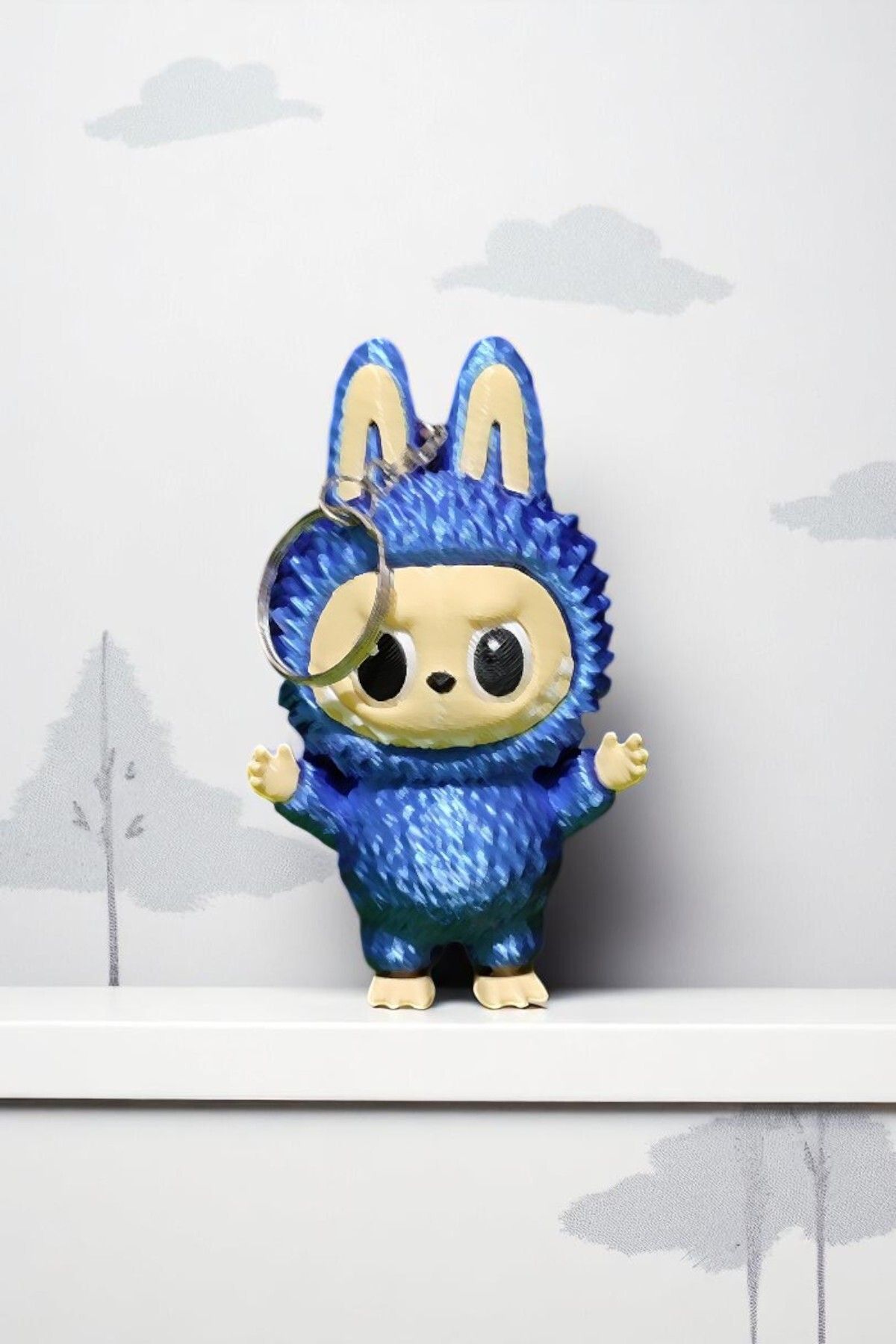 Vaiflagy Store Labubu Renk Geçişli (Mor ve Mavi) Anahtarlık 10 cm Plastik - Hediyelik Koleksiyonluk