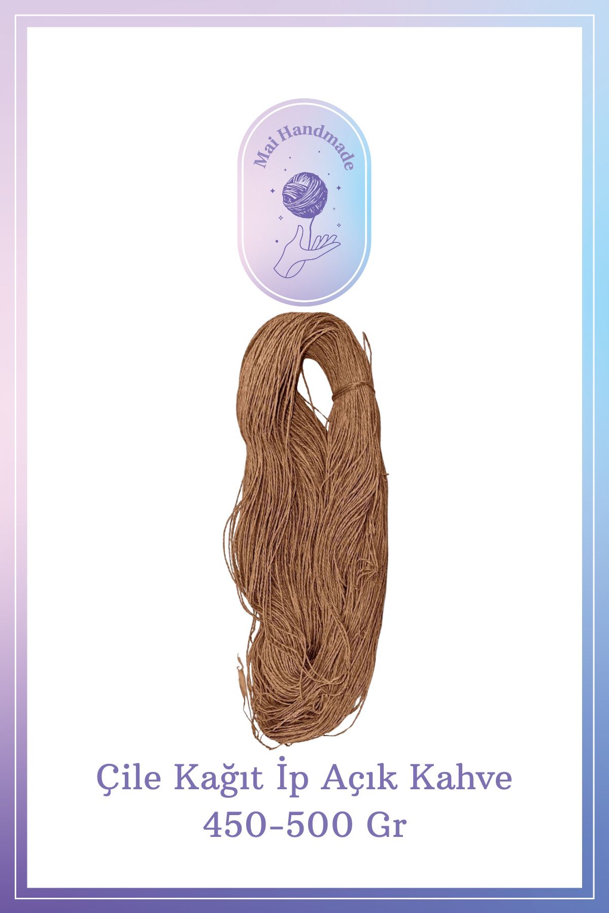 Mai Handmade Hobby ve Örgü Evi Doğal Kağıt İp El Yapımı Dekoratif Örgü ve Paketleme İpi El Sanatları ve Hediye Paketleme 450-500Gr