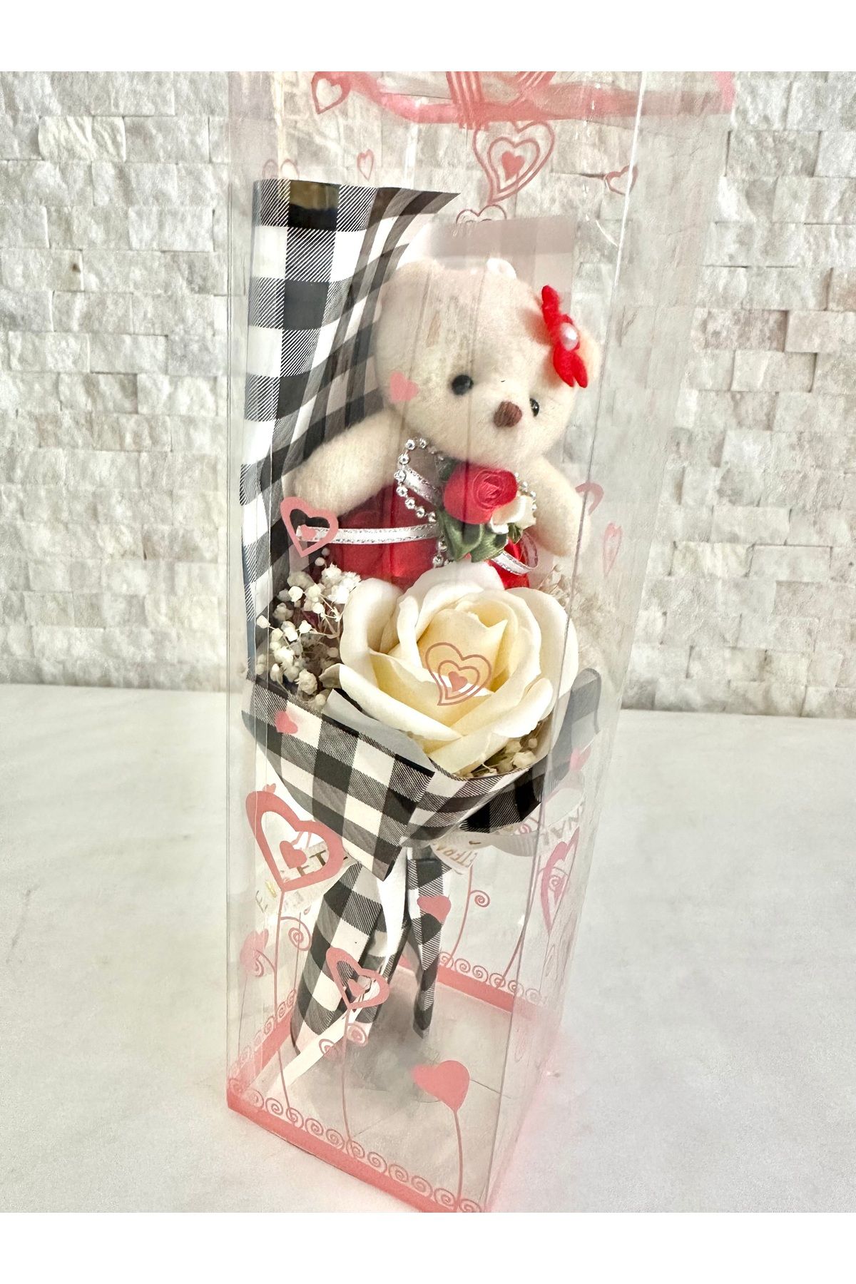 Luvi Handmade Ayıcıklı🐻‍❄️🌹Mini Premium Seri Yapay Gül Buketi🌹