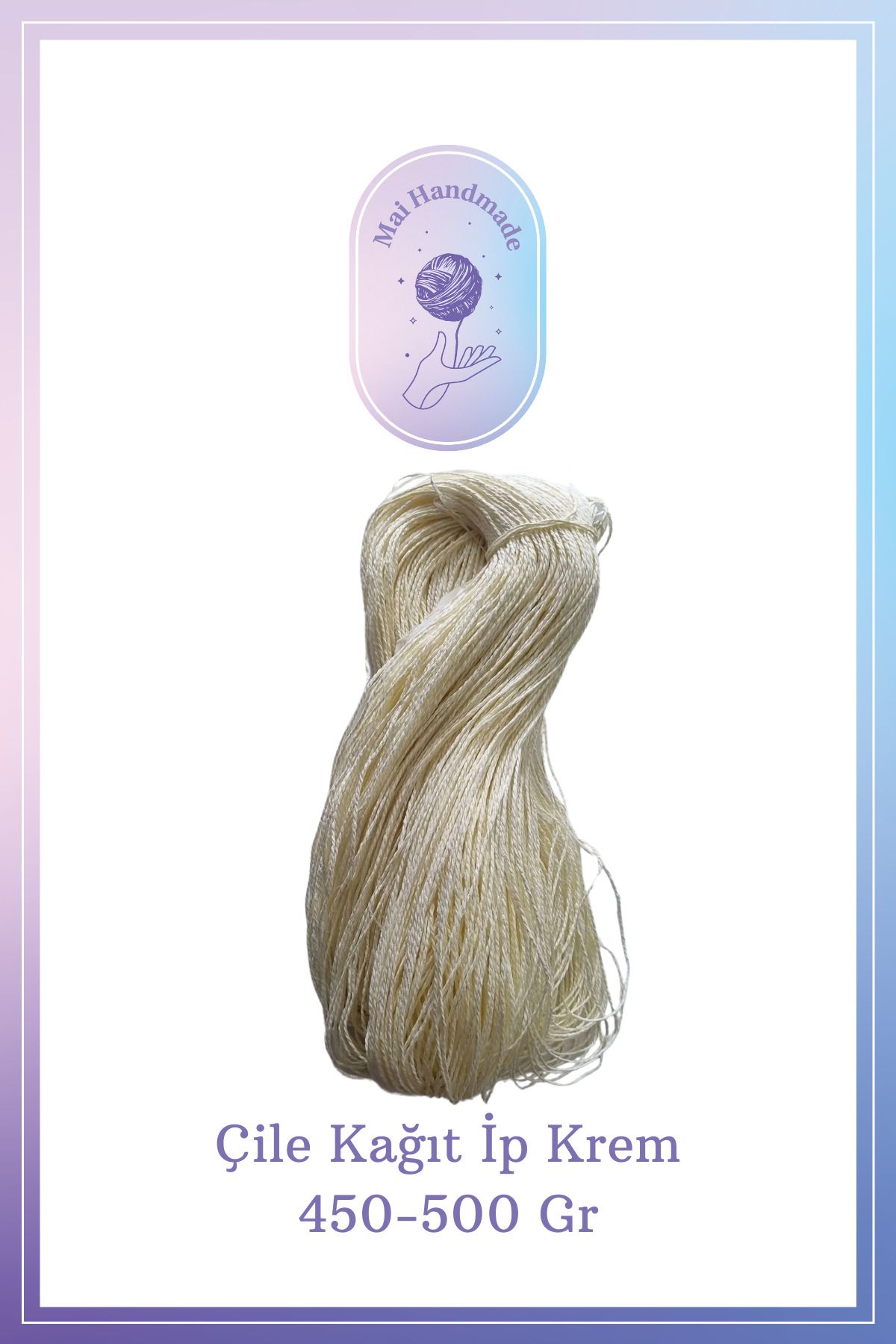 Mai Handmade Hobby ve Örgü Evi Doğal Kağıt İp El Yapımı Dekoratif Örgü ve Paketleme İpi El Sanatları ve Hediye Paketleme 450-500Gr