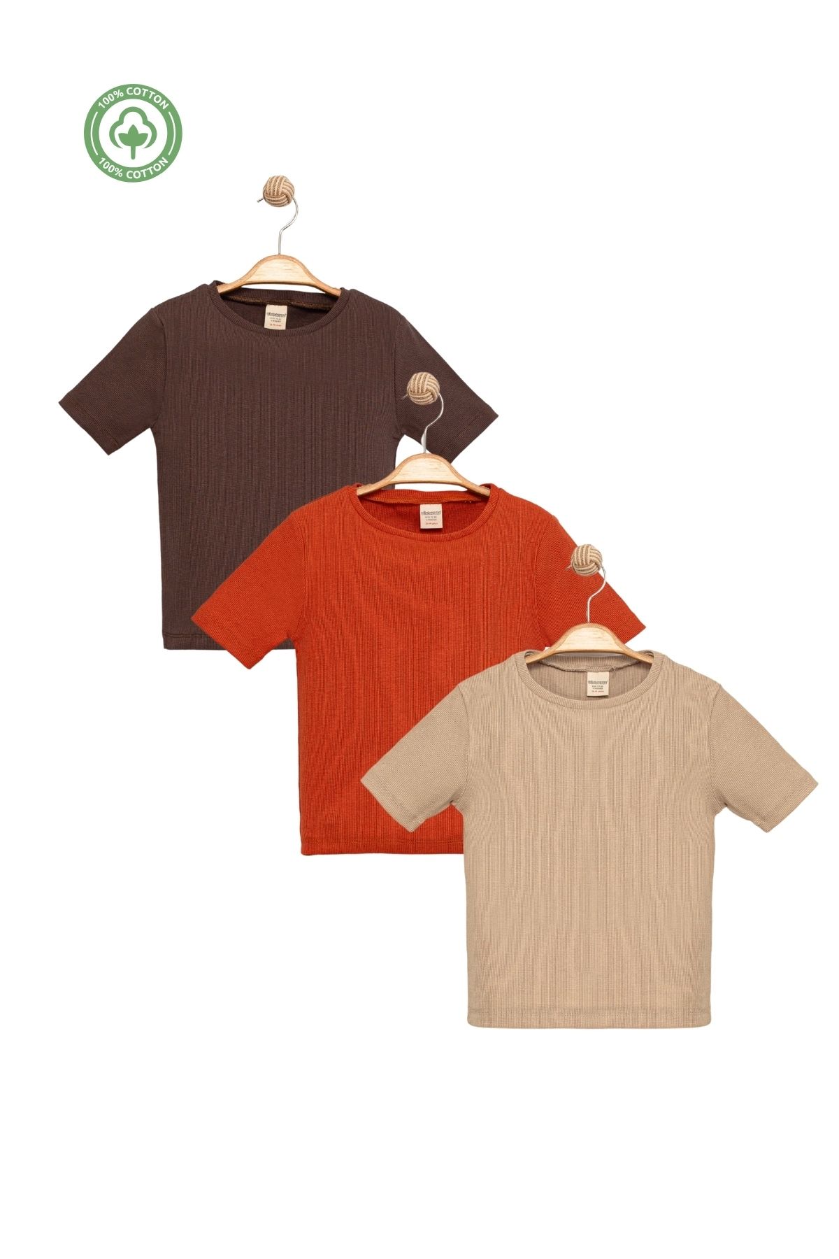 Divonette Kız Çocuk Kısa Kollu Kaşkorse 3'lü T-shirt Seti -Çocuk Giyim