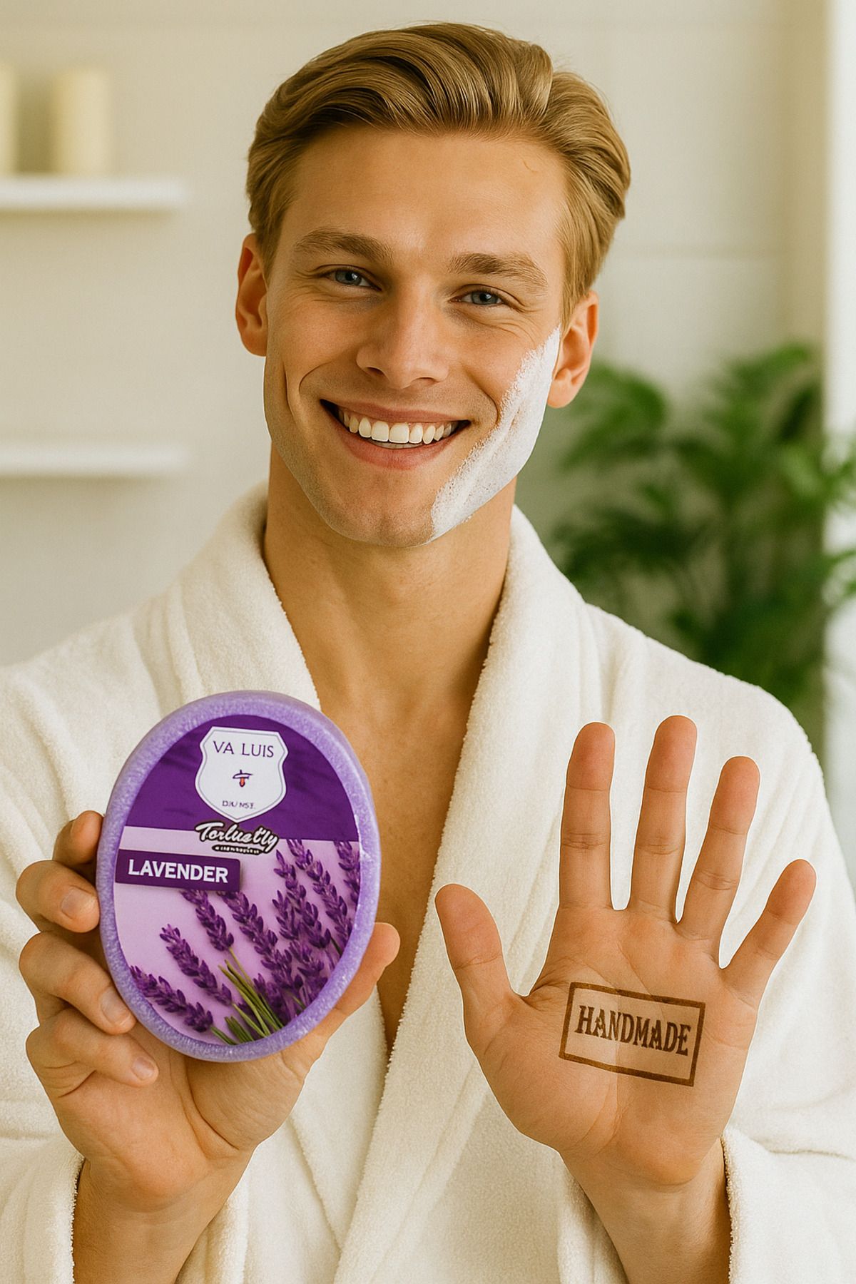 Va.Luis Handmade Lavender Sponge Soap 130 Gram-🌿 Yepyeni Ürün – Lavantanın ferahlatıcı etkisi ve el yapımı