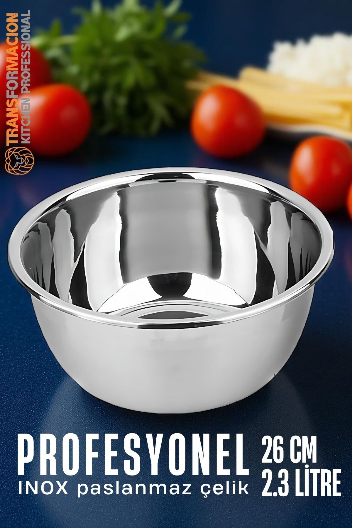 Transformacion Inox Kase - 26 Cm 2.3 Litre Karıştırma Kabı Profesyonel 304 Paslanmaz Çelik 721838