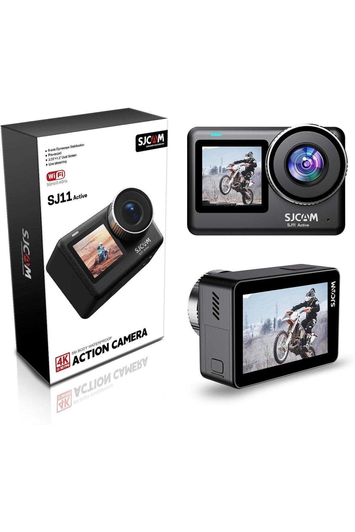 STOREMAX jvnnastore SJ11 Active Dual Screen 20MP 2.33 + 1.3 inç 5GHz Wi-Fi 4K UHD H.265 Su Geçirmez Kasa 15
