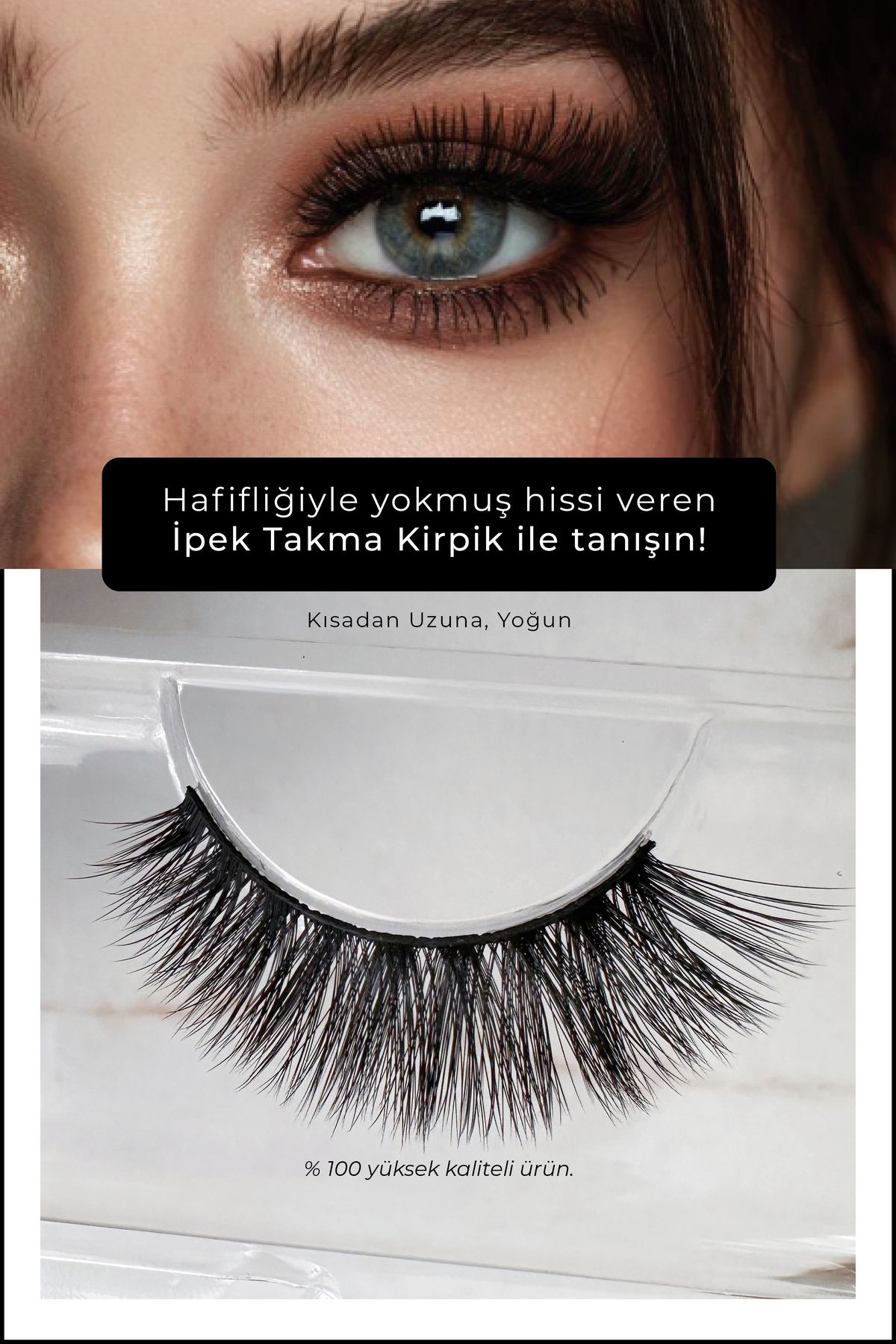 Nera Classy New Tekrar Kullanılabilir İpek Takma Kirpik, Takma Kirpik Kısadan Uzuna Yoğun
