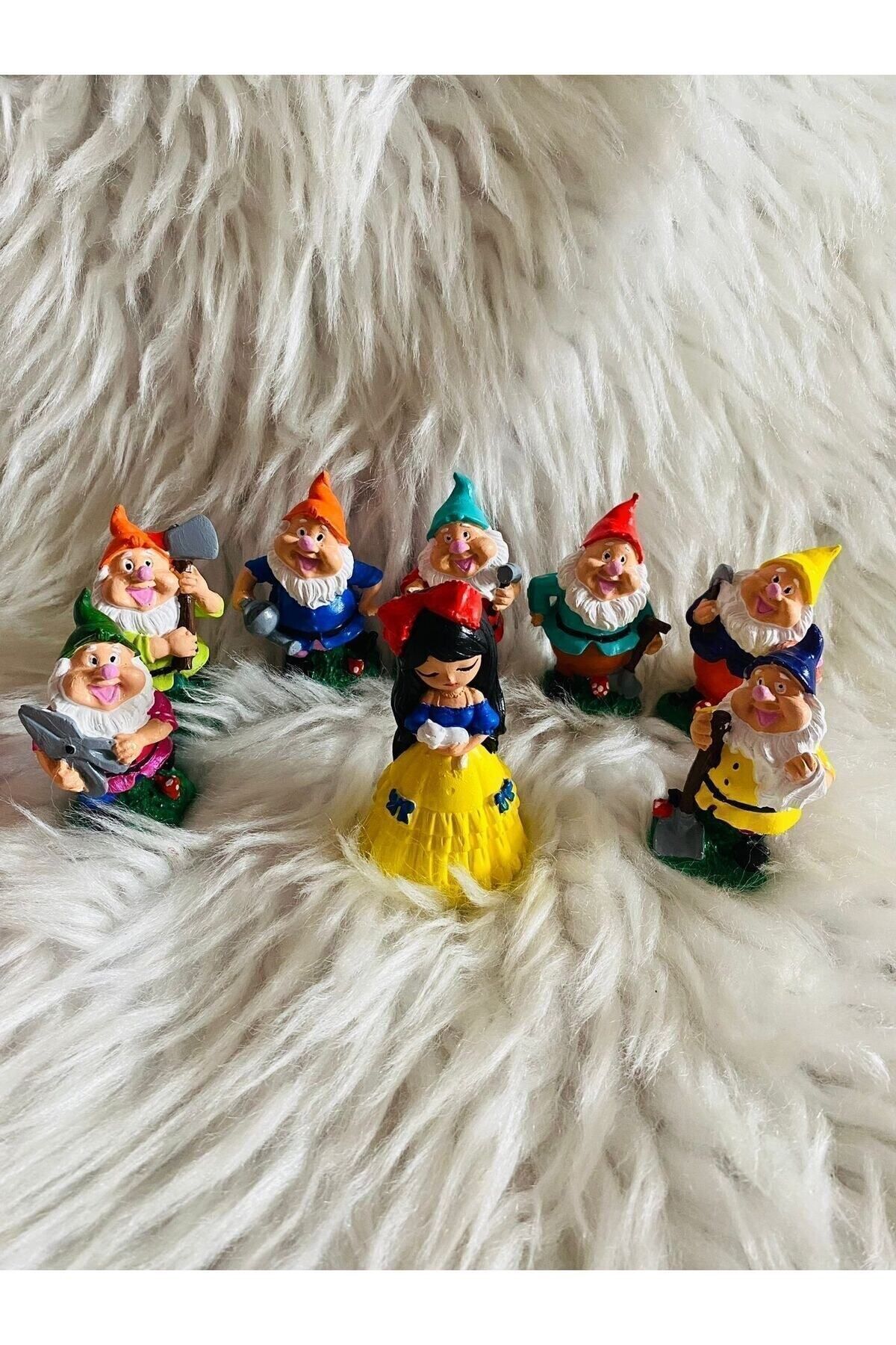 Saatistan Renkli Pamuk Prenses ve 7 Cüceler Dekoratif Biblo, şık ve güzel detaylar