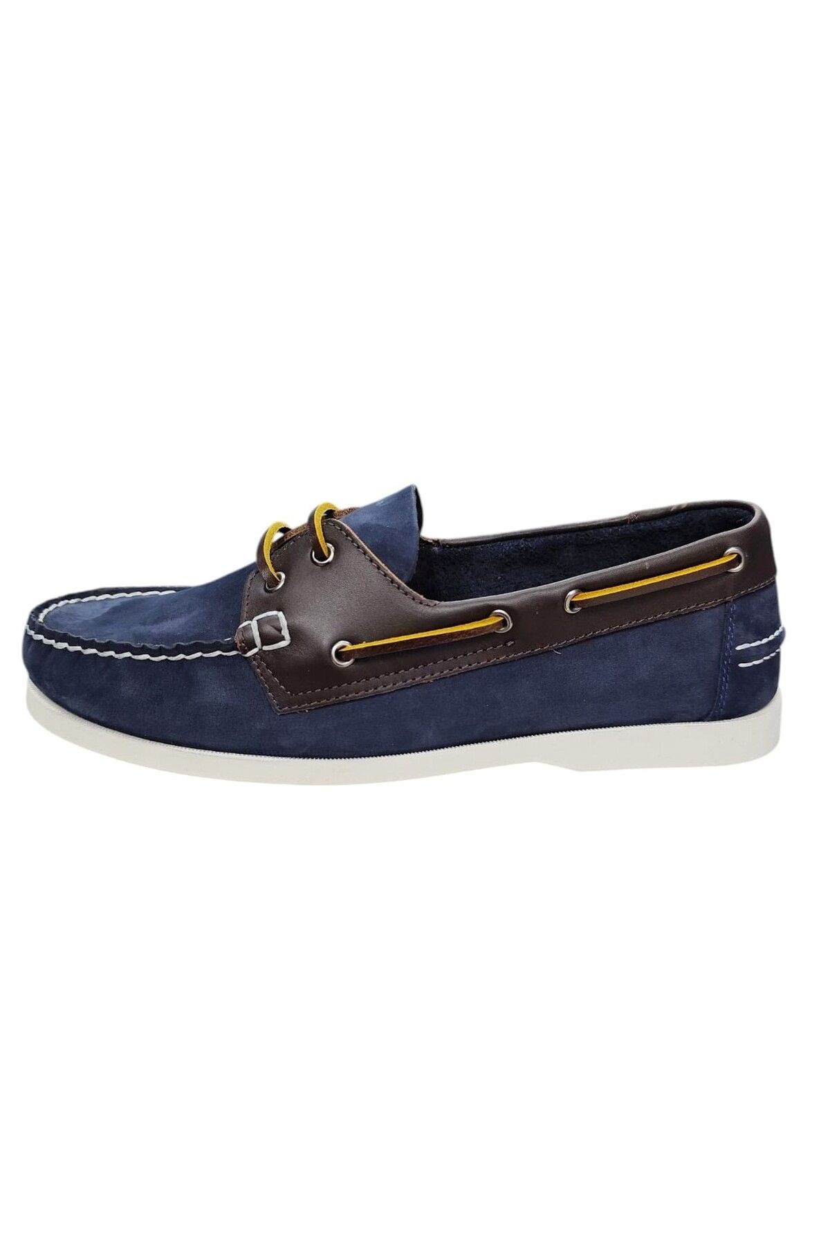 King Shoes Lacivert Nubuk Kahve Deri Tımbırlent Ayakkabı