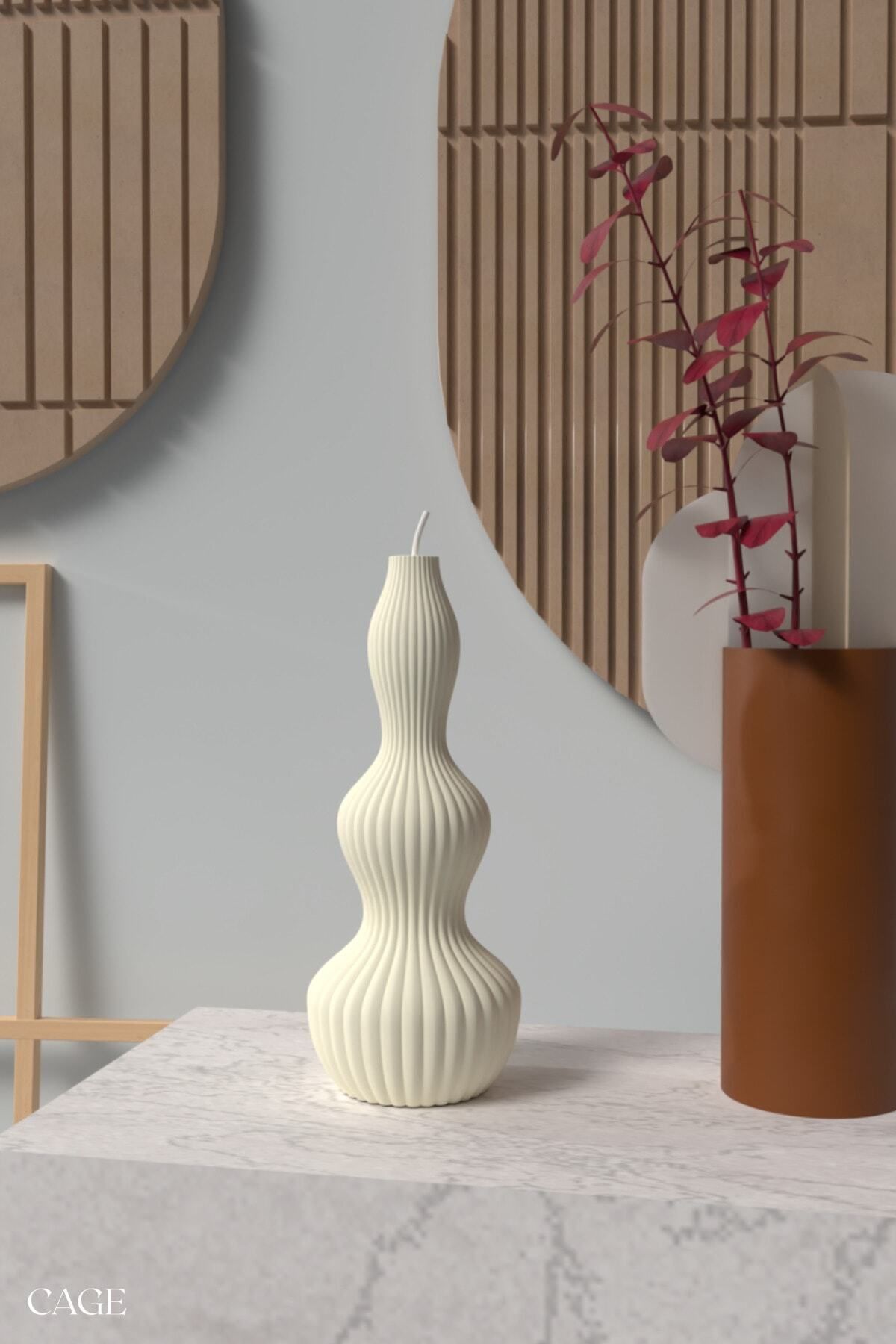 Saatistan Büyük Boy Desenli Kokulu Vegan Soya Wax Mum, Şık ve Sıcak Atmosfer Yaratır
