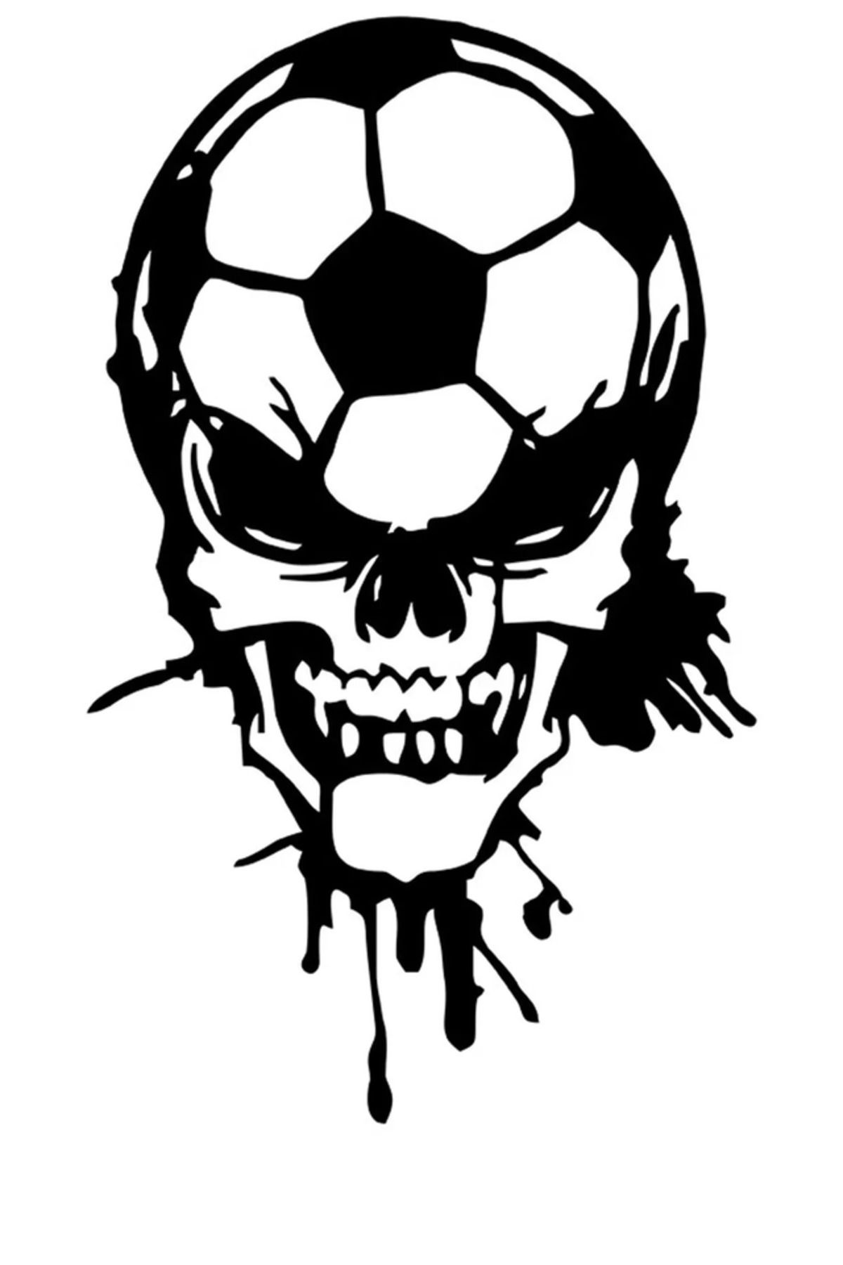 TSC Futbol Topu Ve Kuru Kafa Araç oto Araba Sticker Yapıştırma 15cm Siyah