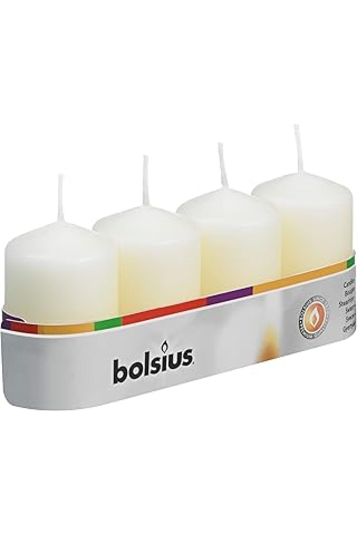 Saatistan Fildişi Sütun Blok Mum, 7 Saat Yanma, 4'lü Paket, 60/40mm