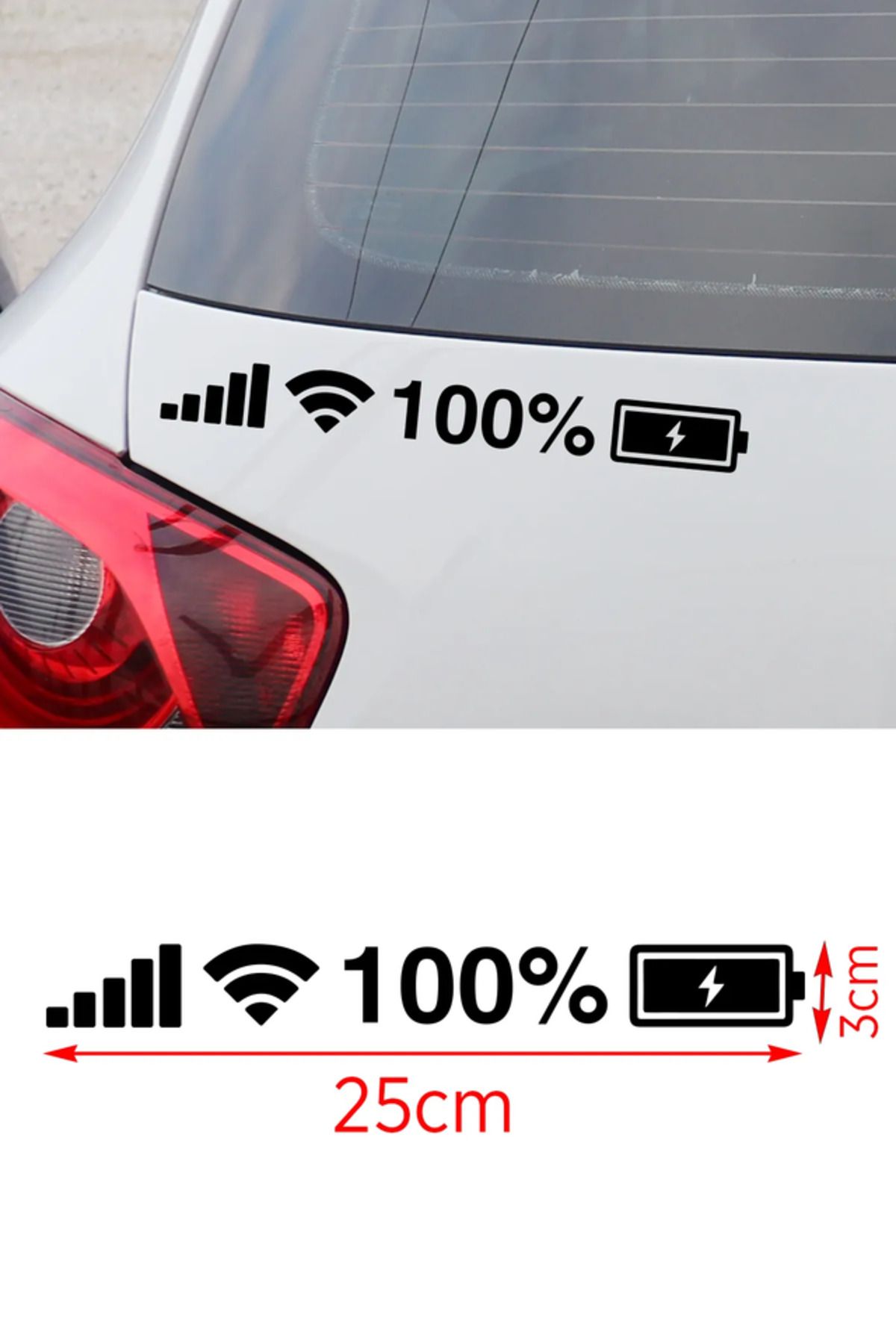 TSC Wifi Batarya Pil Wifi Oto Sticker Araba Oto Sticker 25cm Siyah