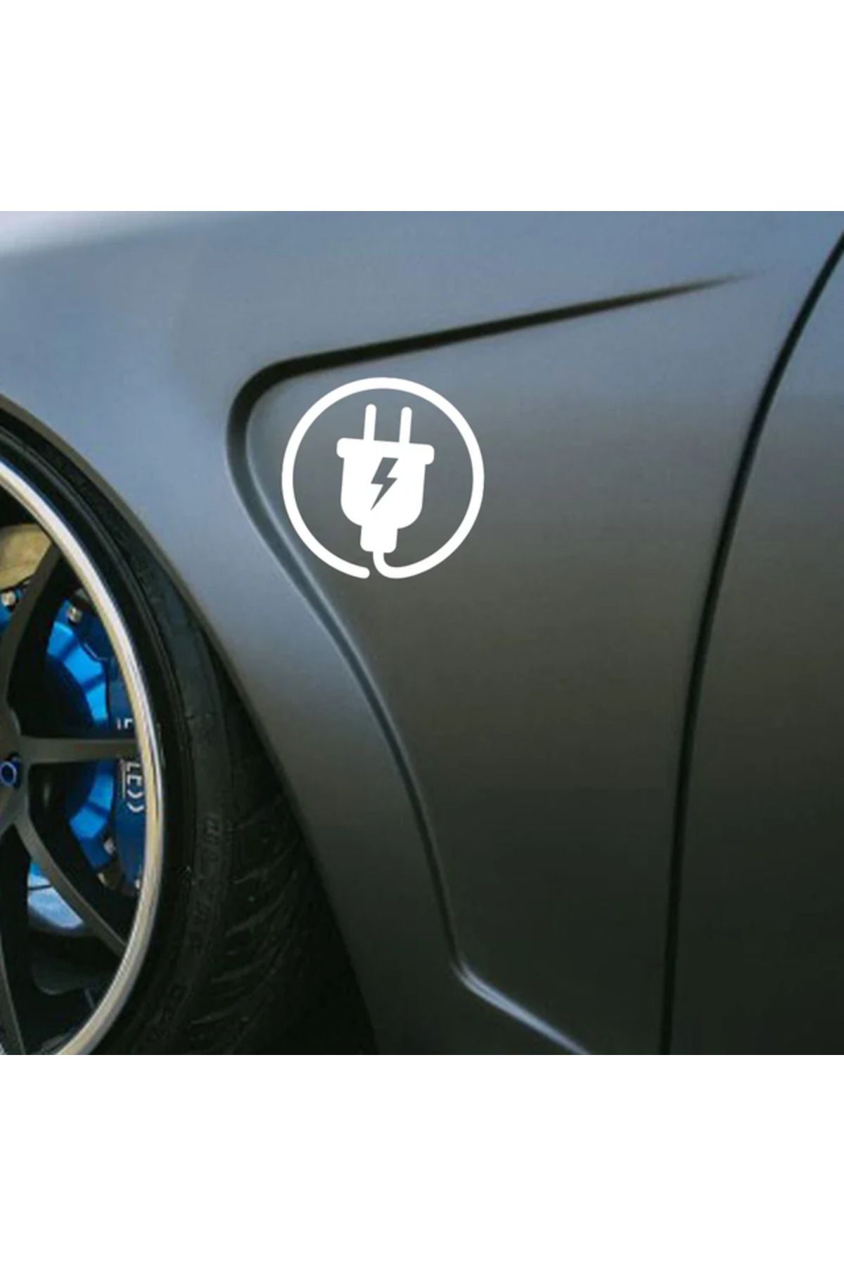 TSC Elektirikli Araç Uyarı Sarj Logosu Araba Sticker Etiket 14CM Beyaz Renk