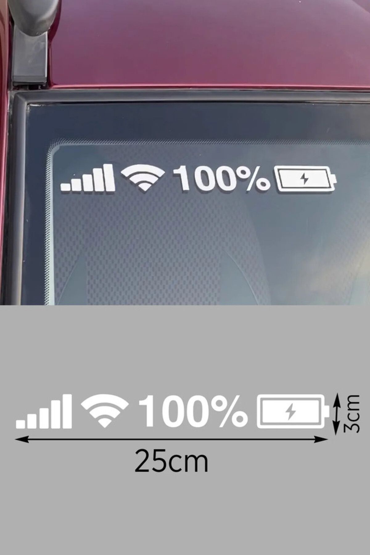 TSC Wifi Batarya Pil Wifi Oto Sticker Araba Oto Sticker 25cm Beyaz