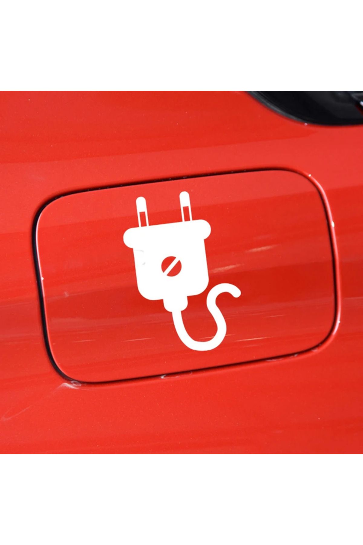 TSC Elektrikli Araba Depo kapağı Fiş Priz Resmi Sticker Etiketi Beyaz Renk 14CM