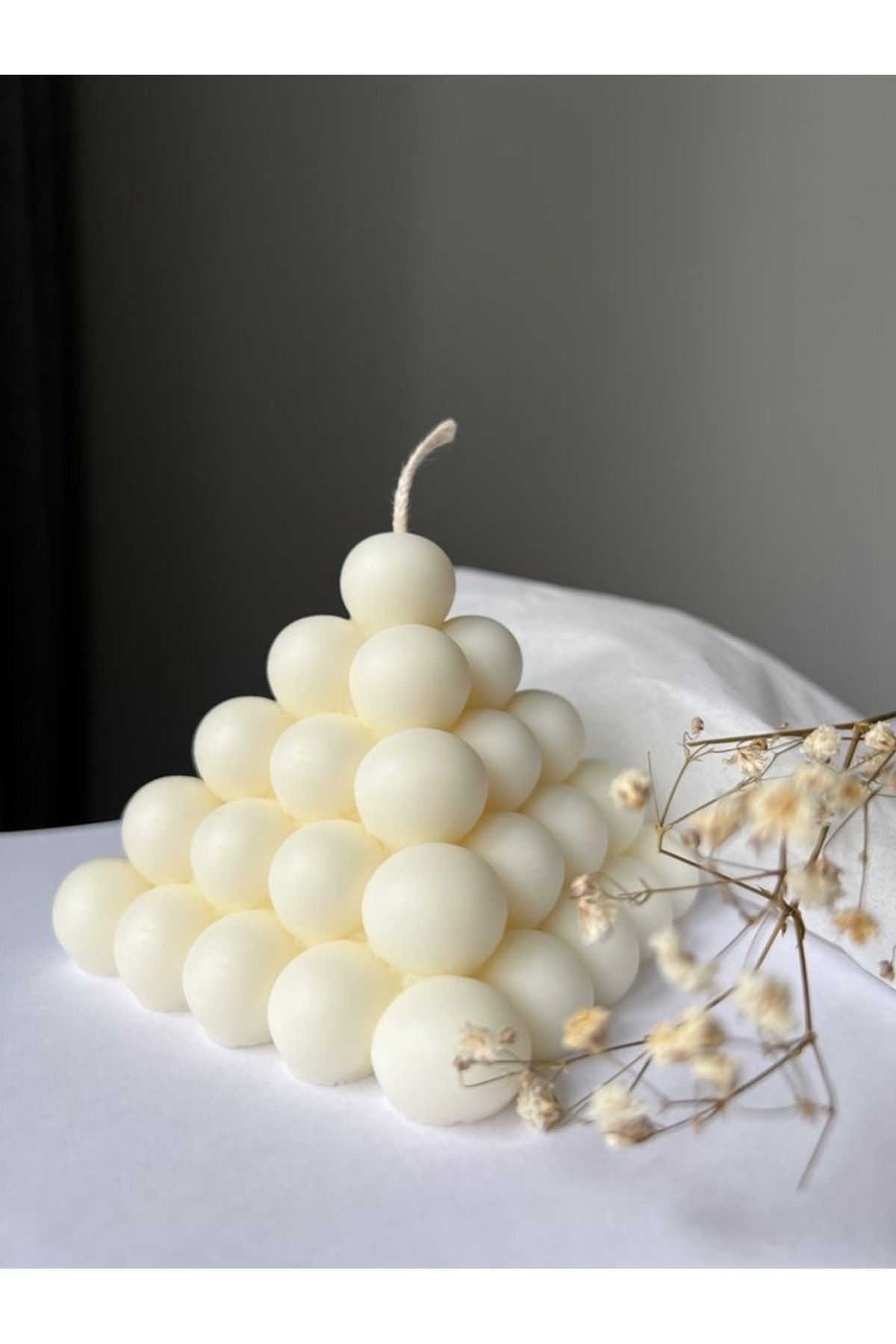 Saatistan Büyük boy soy wax mum, pramit tasarım, vegan ve doğal aydınlatıcı