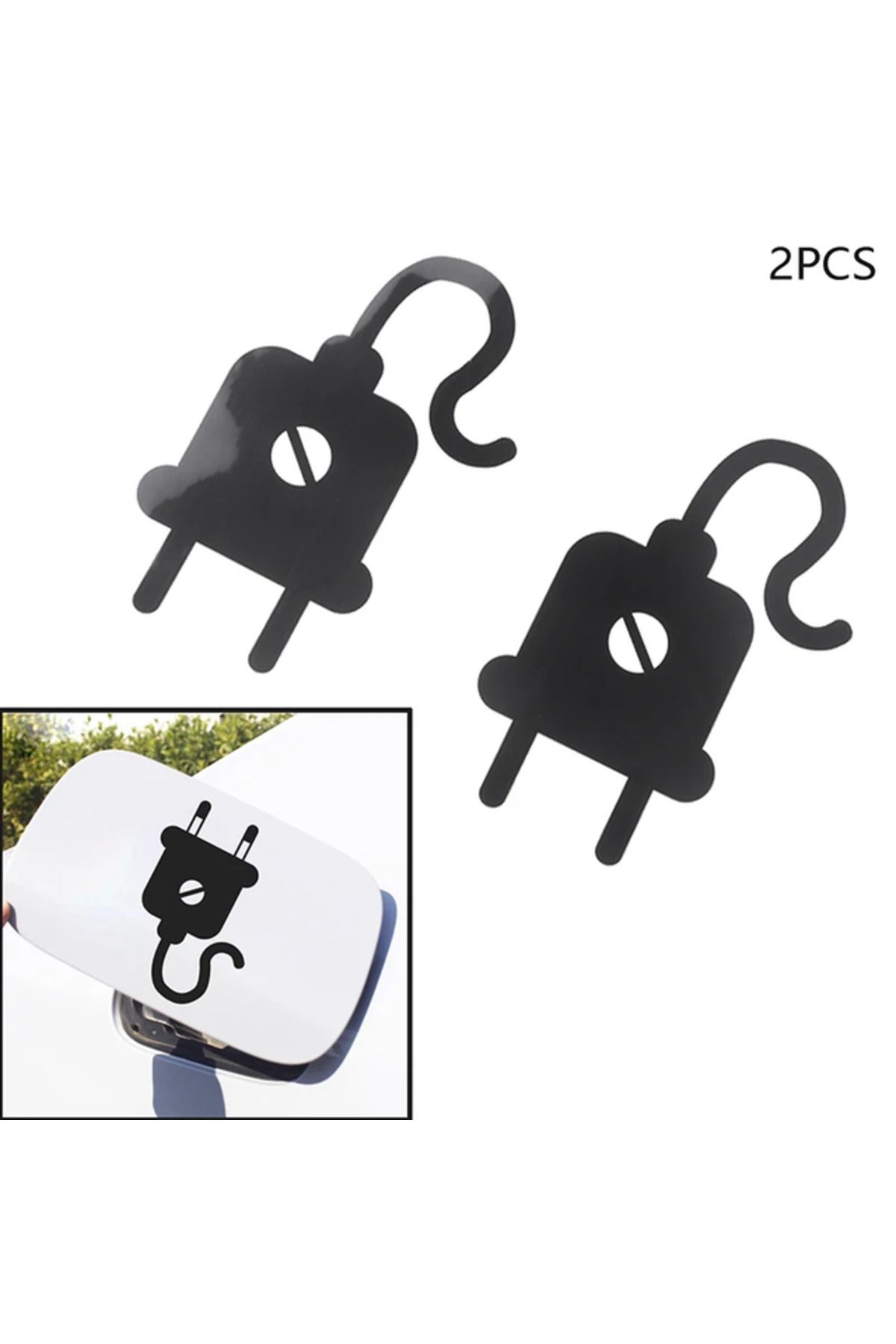 TSC Elektrikli Araba Depo kapağı Fiş Priz Resmi Sticker Etiketi Sİyah Renk 14CM
