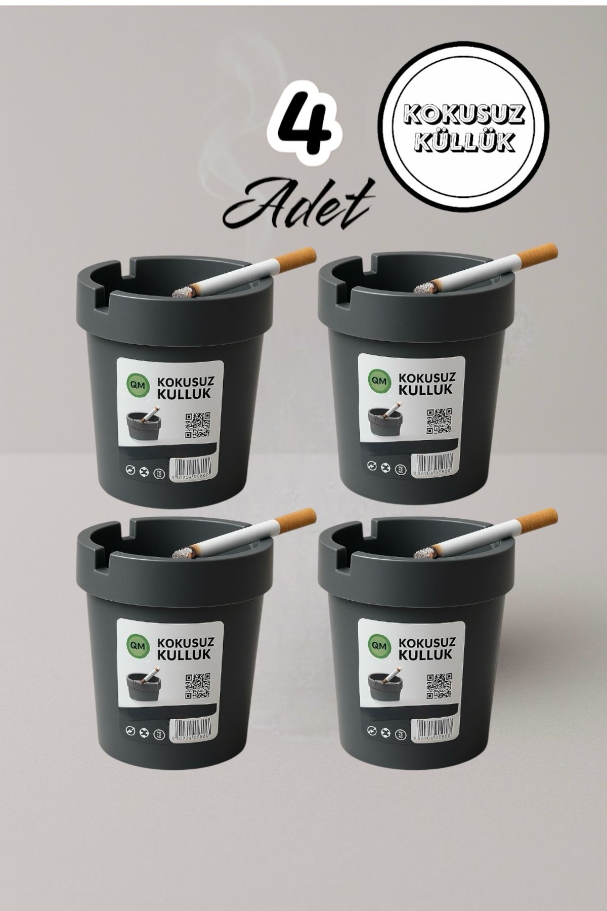 Dem Home 4 Adet Kokusuz Küllük - Oto Küllük - Balkon Küllüğü - Ofis Küllüğü Plastik Küllük