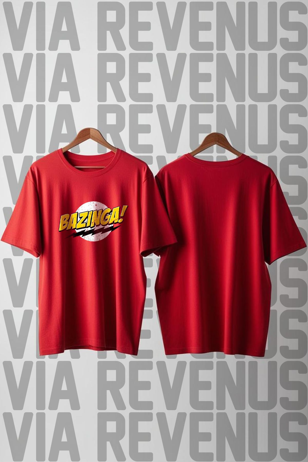 Vordevia The Big Bang Theory Baskılı Geniş Kalıp Unisex Bisiklet Yaka Tshirt