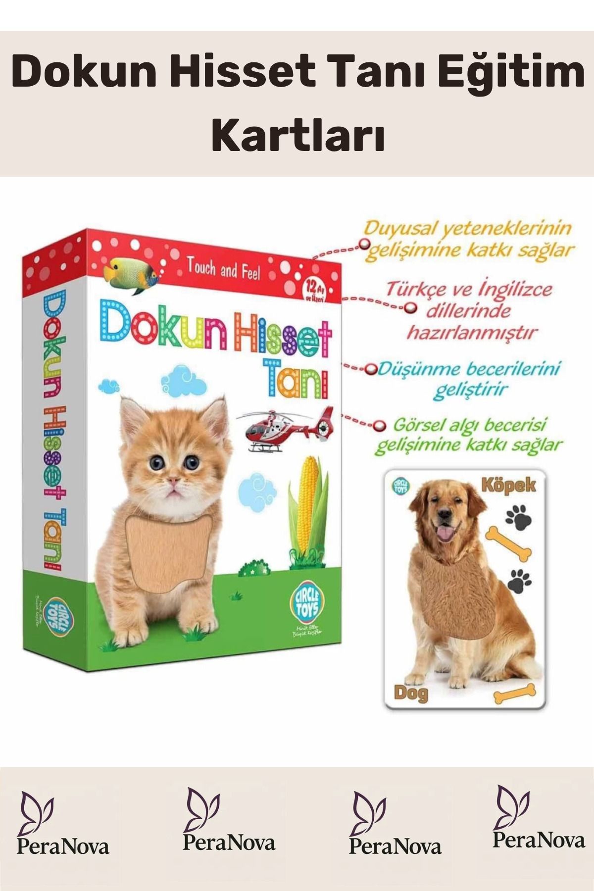 PeraNova Özel Seri Duyusal Gelişim Görsel Algı Eğlenceli Öğrenme Çocuk Dokun Hisset Tanı Eğitim Kartları