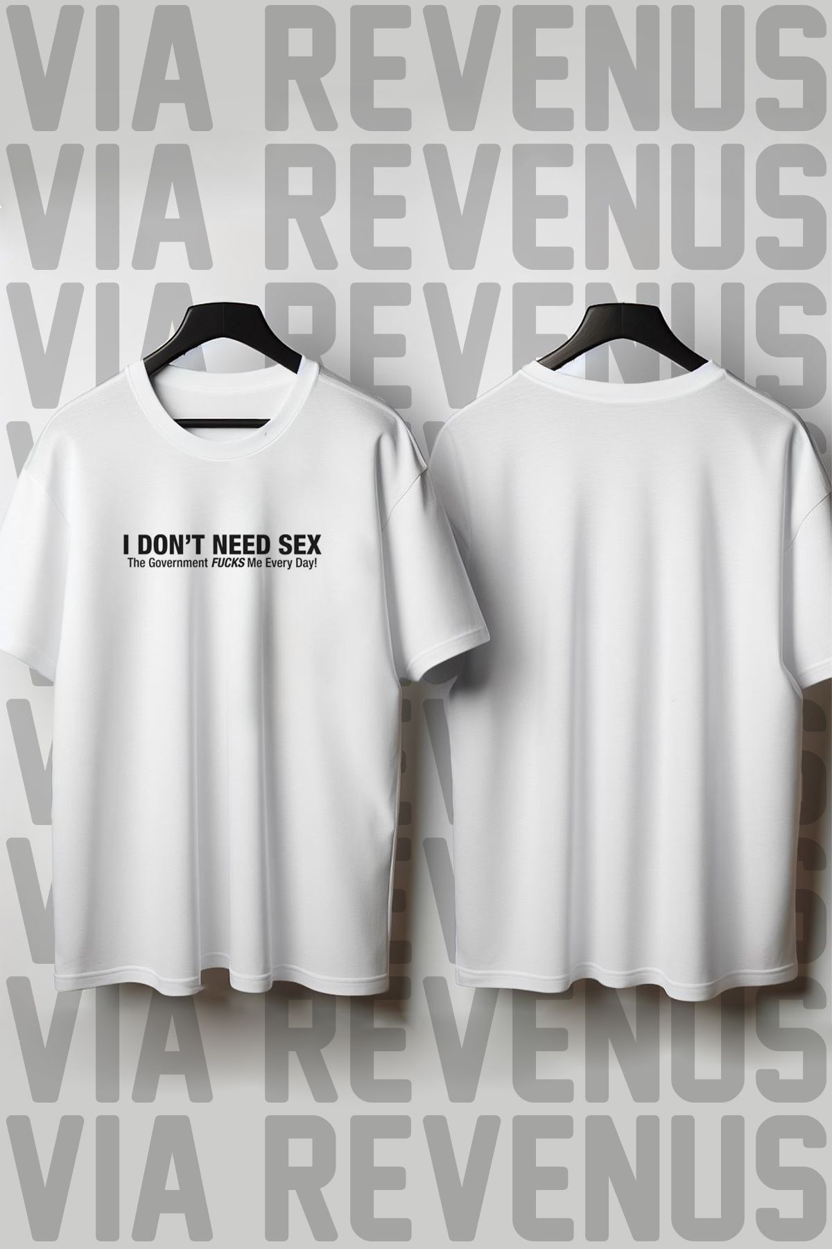 Vordevia I Don't Need Baskılı Geniş Kalıp Unisex Bisiklet Yaka Tshirt