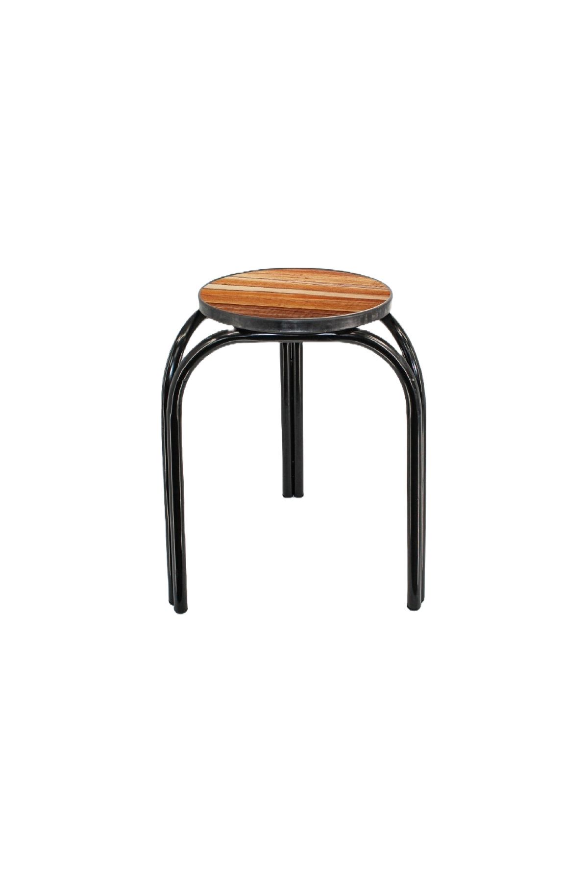 rexa-Backless Round Wooden Top Portable Stackable Stools with Metal Frame 1