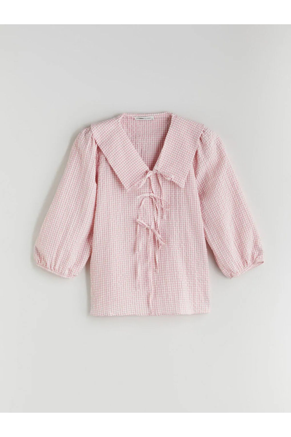 LC Waikiki LCWAIKIKI Classic Pembe Bebe Yaka Ekose Bluz