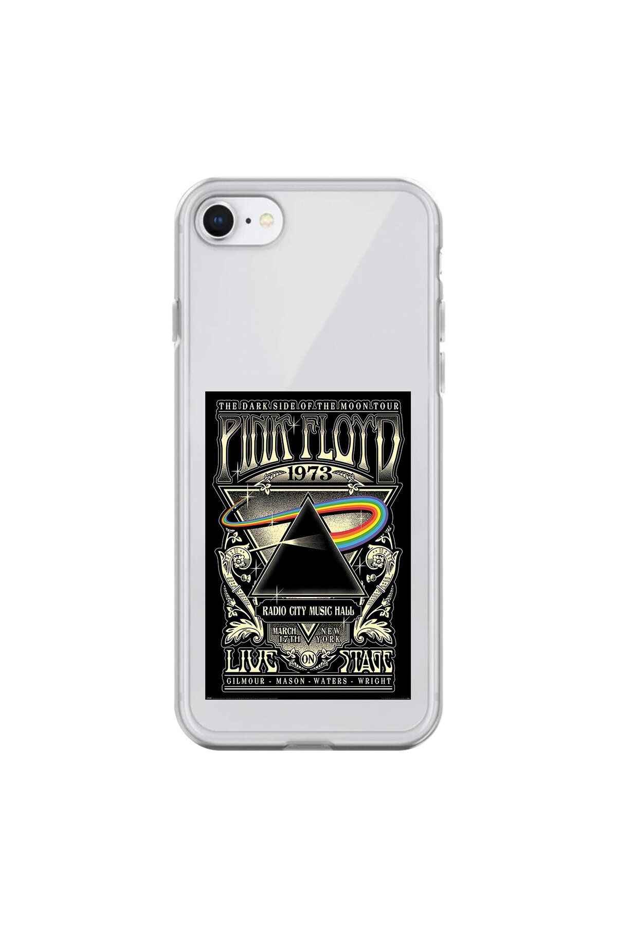 Dali Design iPhone 8 Uyumlu Şeffaf Kılıf Pink Floyd Tasarımlı
