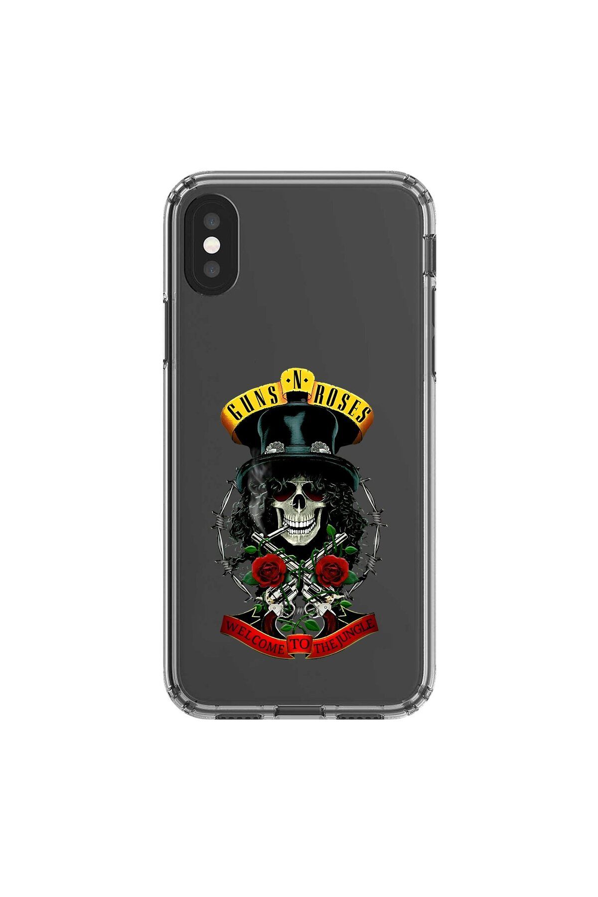 Dali Design iPhone X Uyumlu Şeffaf Kılıf Guns N' Roses Tasarımlı