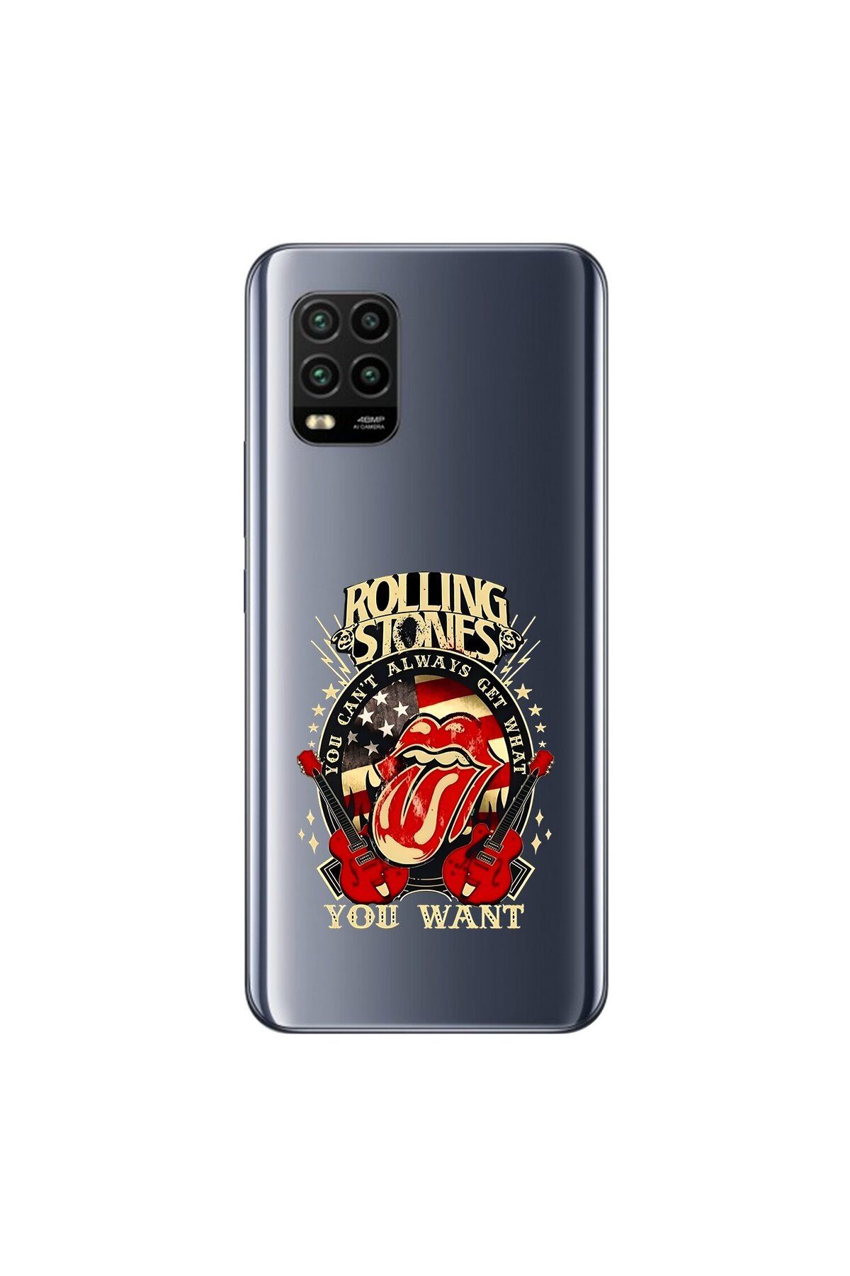 Dali Design Xiaomi Mi 10 Lite Uyumlu Şeffaf Kılıf Rolling Stones Tasarımlı