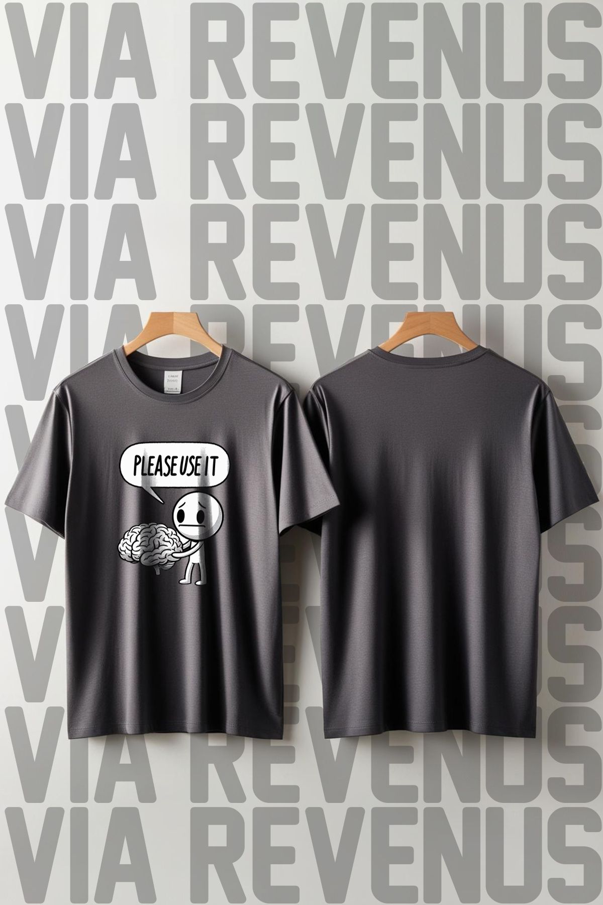 Vordevia Please Use It Baskılı Geniş Kalıp Unisex Bisiklet Yaka Tshirt