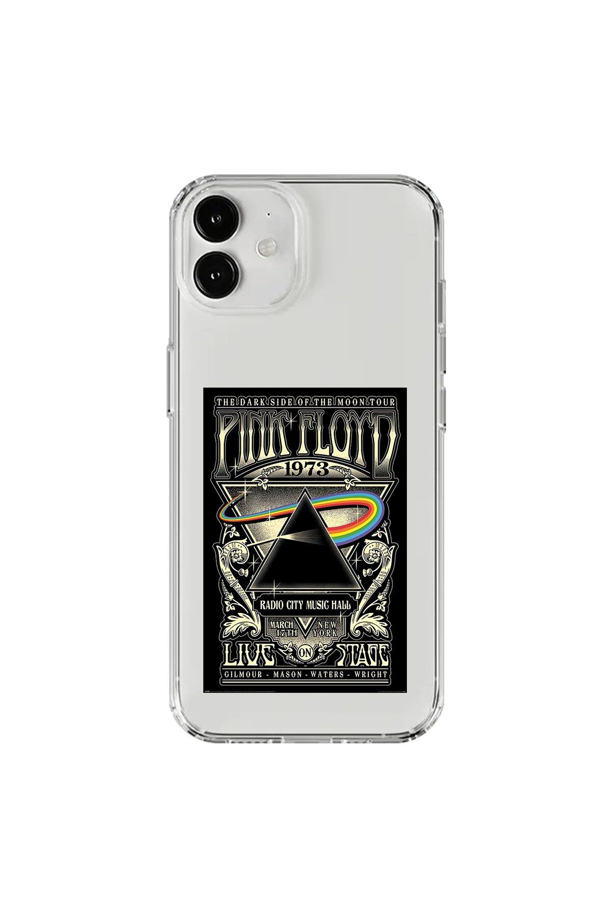 Dali Design iPhone 12 Uyumlu Şeffaf Kılıf Pink Floyd Tasarımlı