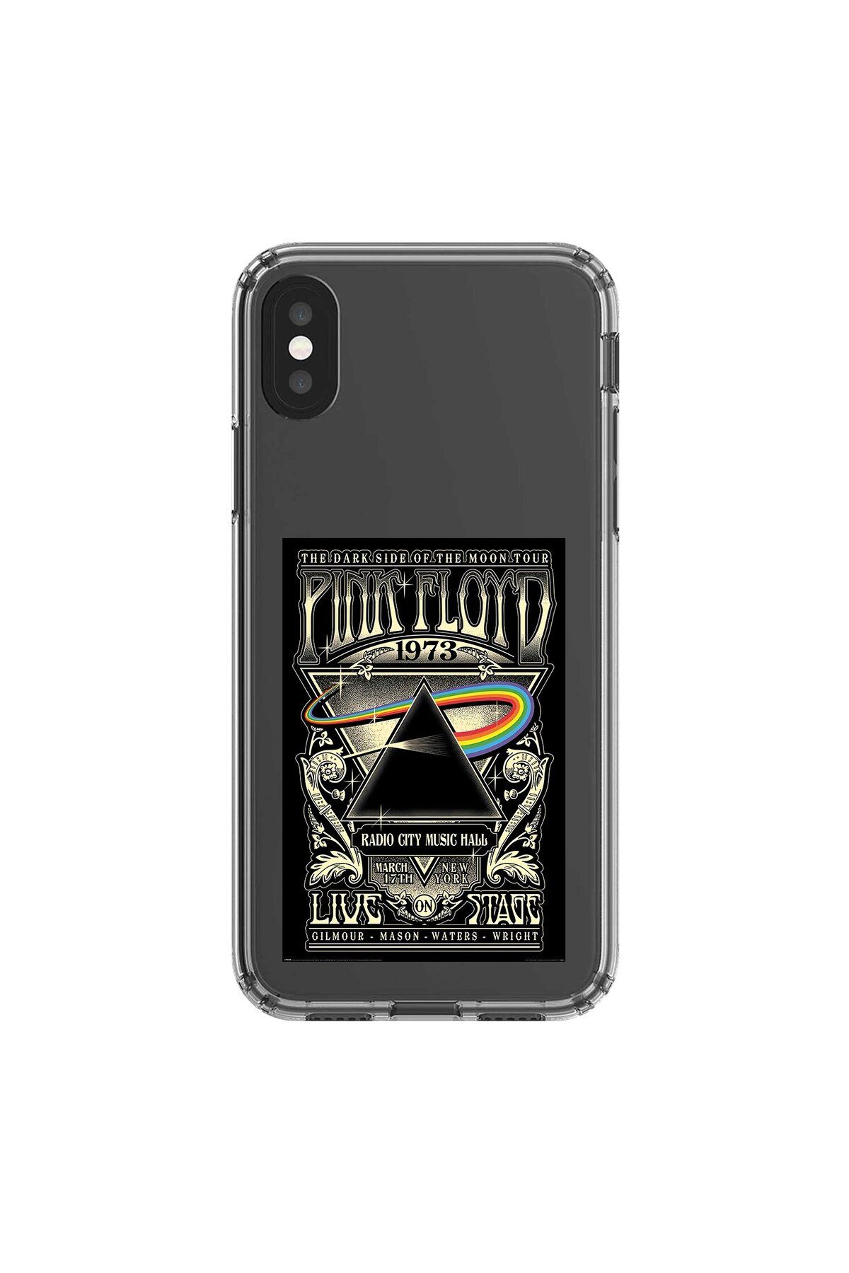 Dali Design iPhone XS Max Uyumlu Şeffaf Kılıf Pink Floyd Tasarımlı