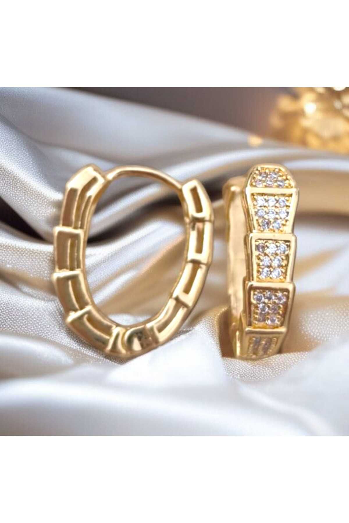 feyza collection Basamaklı Zirkon Taşlı VIP Çelik Küpe