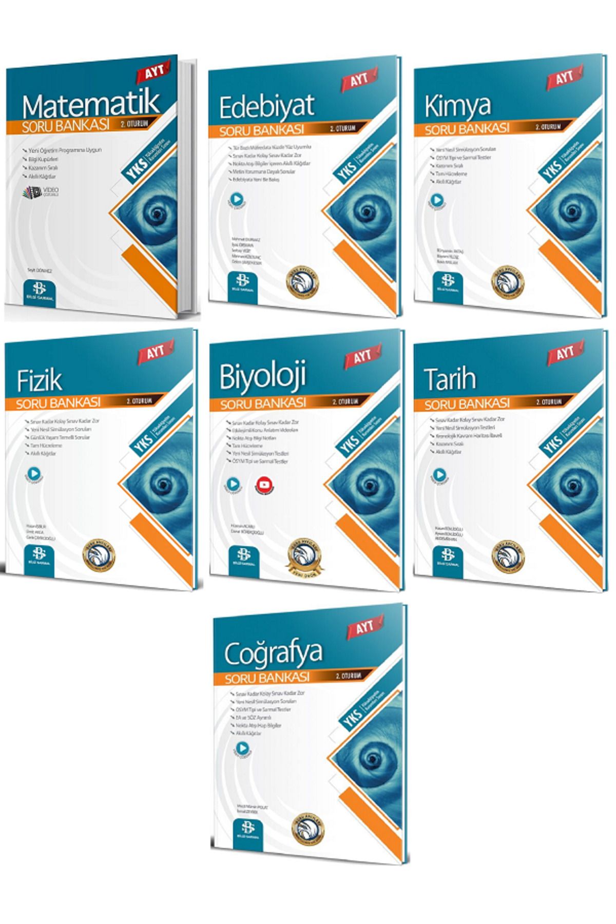 Evrensel İletişim Yayınları Bilgi Sarmal AYT MATEMATİK + EDEBİYAT + FİZİK + TARİH Soru Bankaları / Video Çözümlü / 7 KİTAP SET
