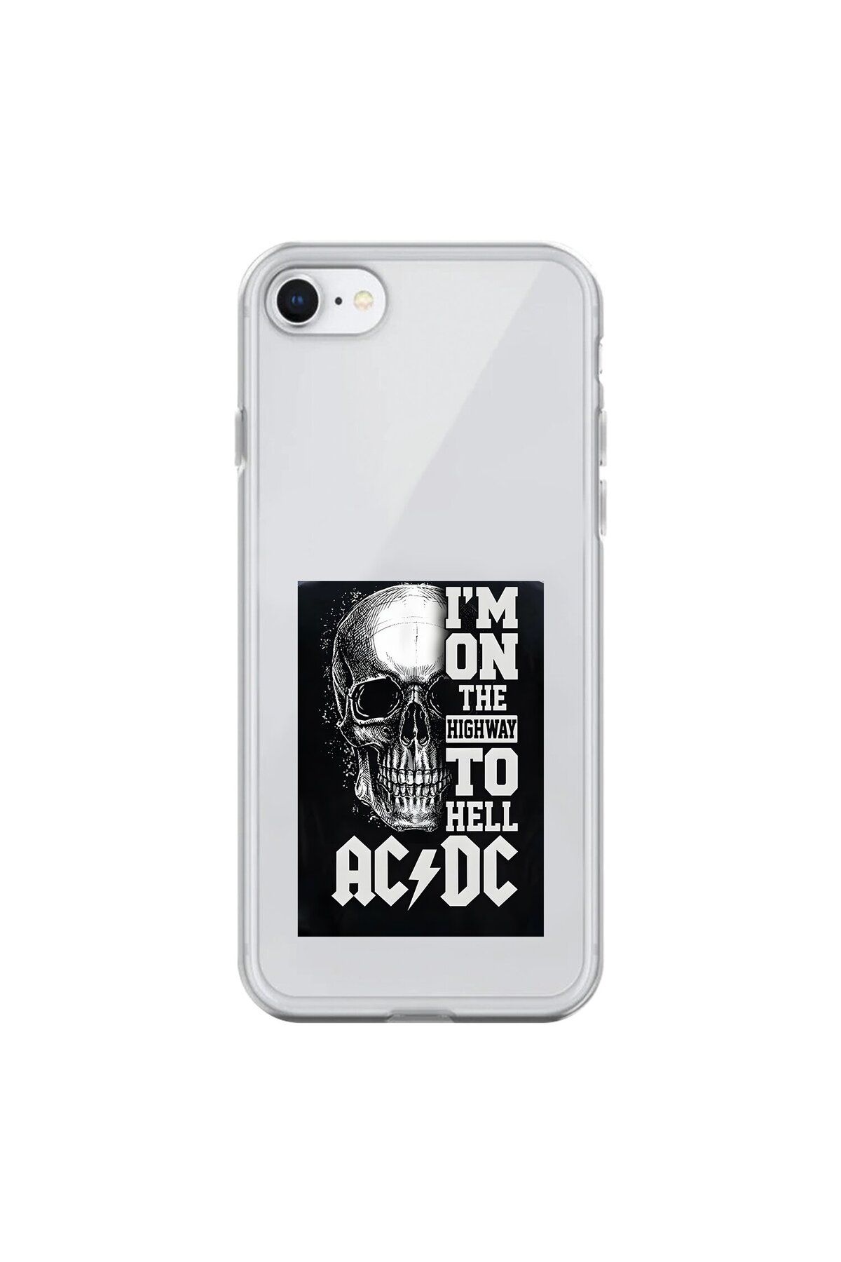Dali Design iPhone 8 Uyumlu Şeffaf Kılıf AC/DC Tasarımlı