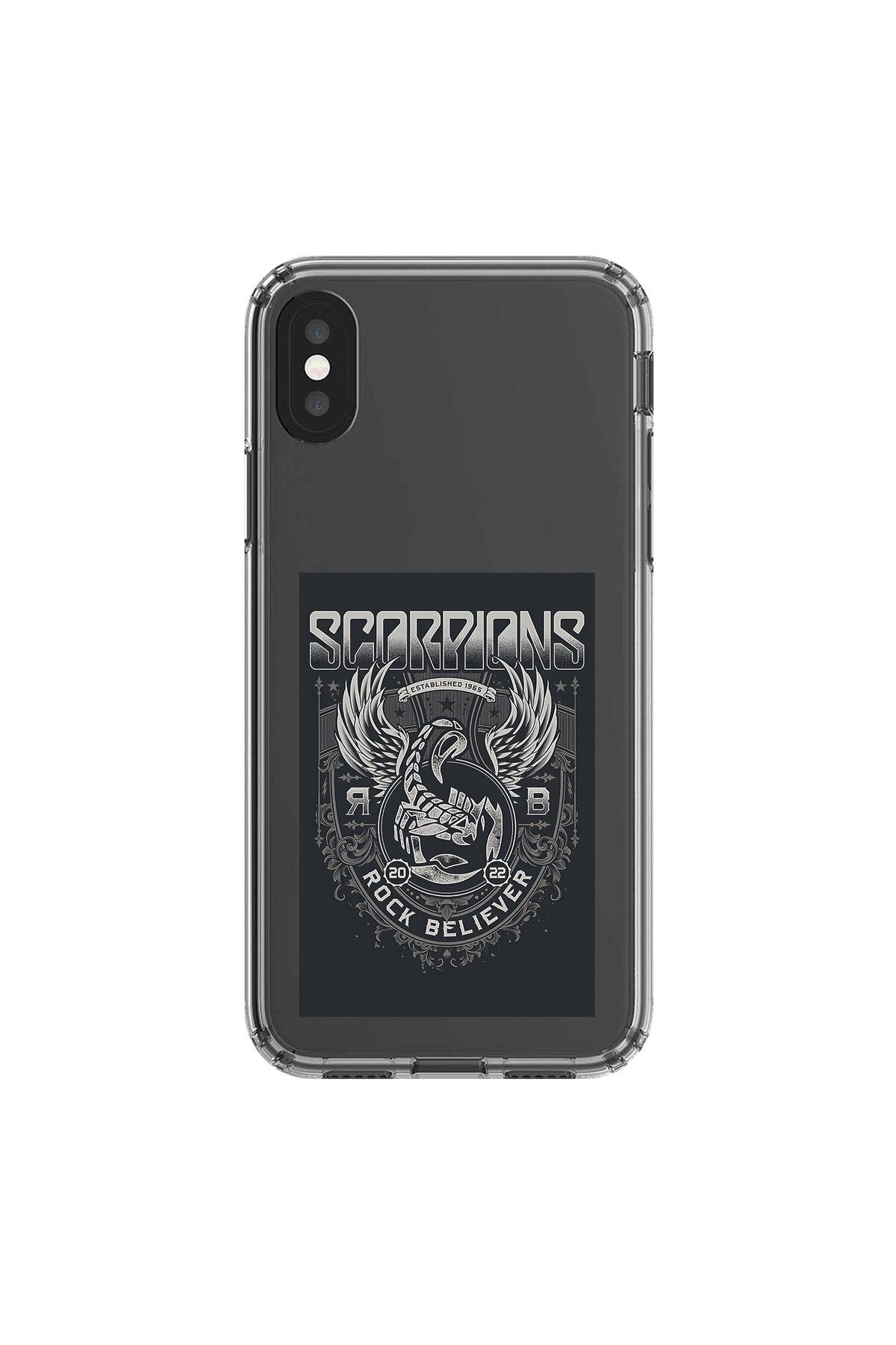 Dali Design iPhone X Uyumlu Şeffaf Kılıf Scorpions Tasarımlı