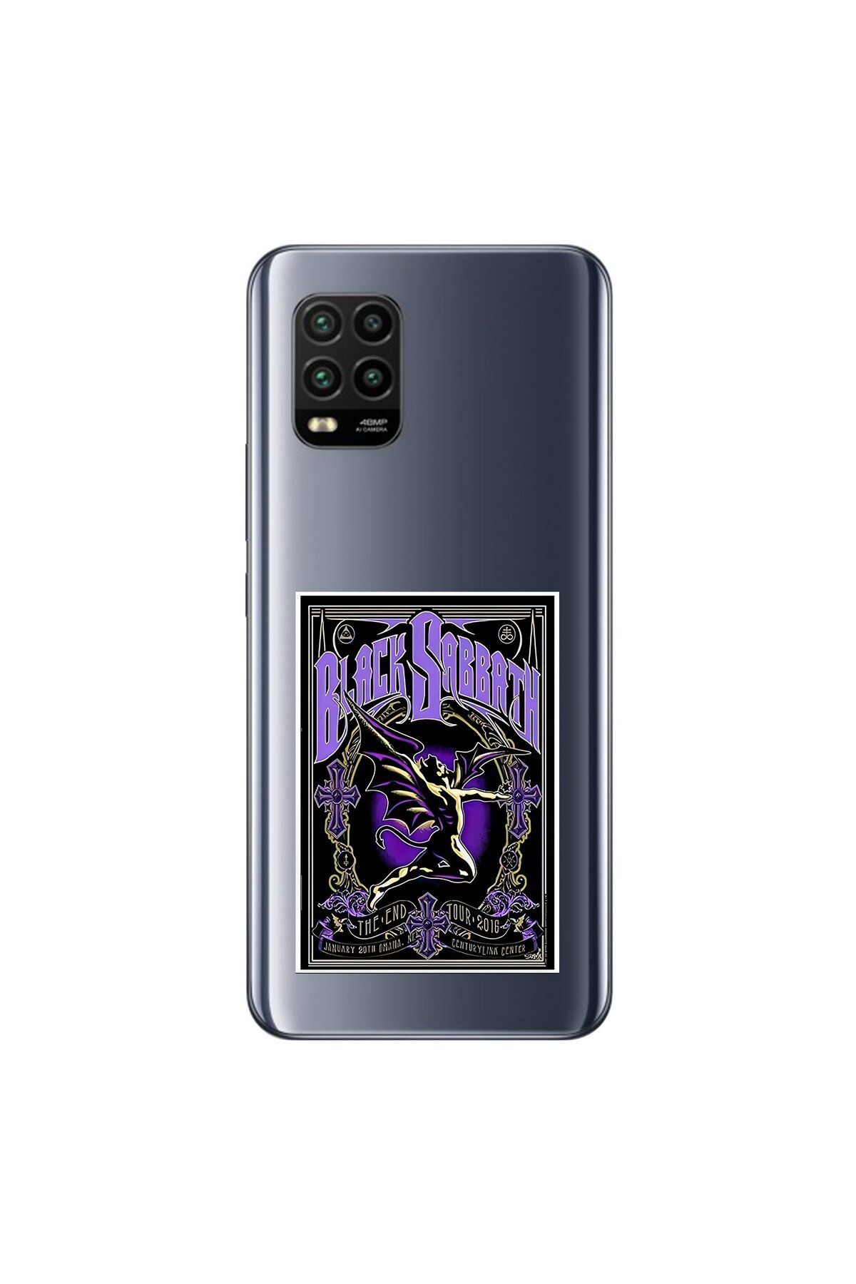 Dali Design Xiaomi Mi 10 Lite Uyumlu Şeffaf Kılıf Black Sabbath Tasarımlı