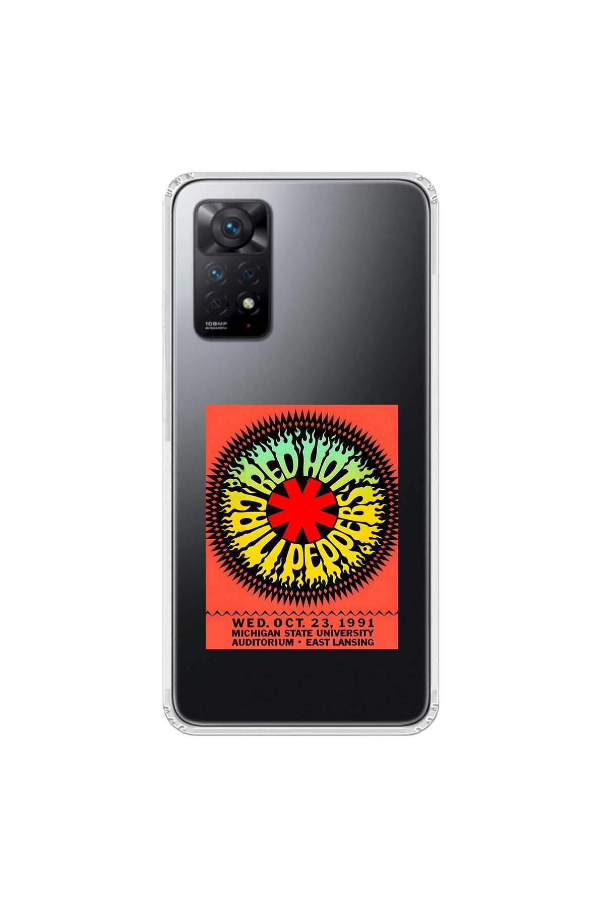 Dali Design Xiaomi Redmi Note 11 Pro Uyumlu Şeffaf Kılıf Red Hot Chili Peppers Tasarımlı