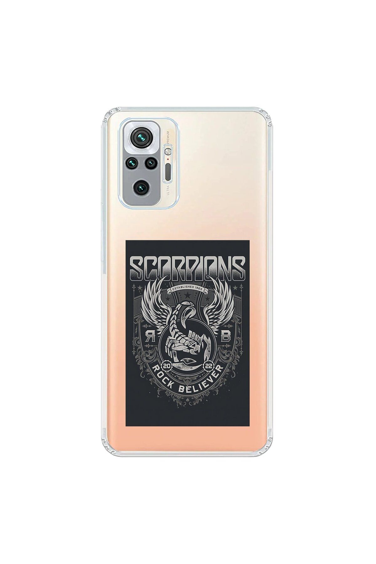 Dali Design Xiaomi Redmi Note 10 Pro Uyumlu Şeffaf Kılıf Scorpions Tasarımlı