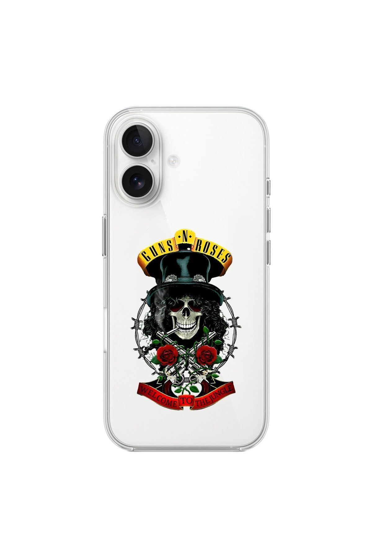 Dali Design iPhone 16 Uyumlu Şeffaf Kılıf Guns N' Roses Tasarımlı