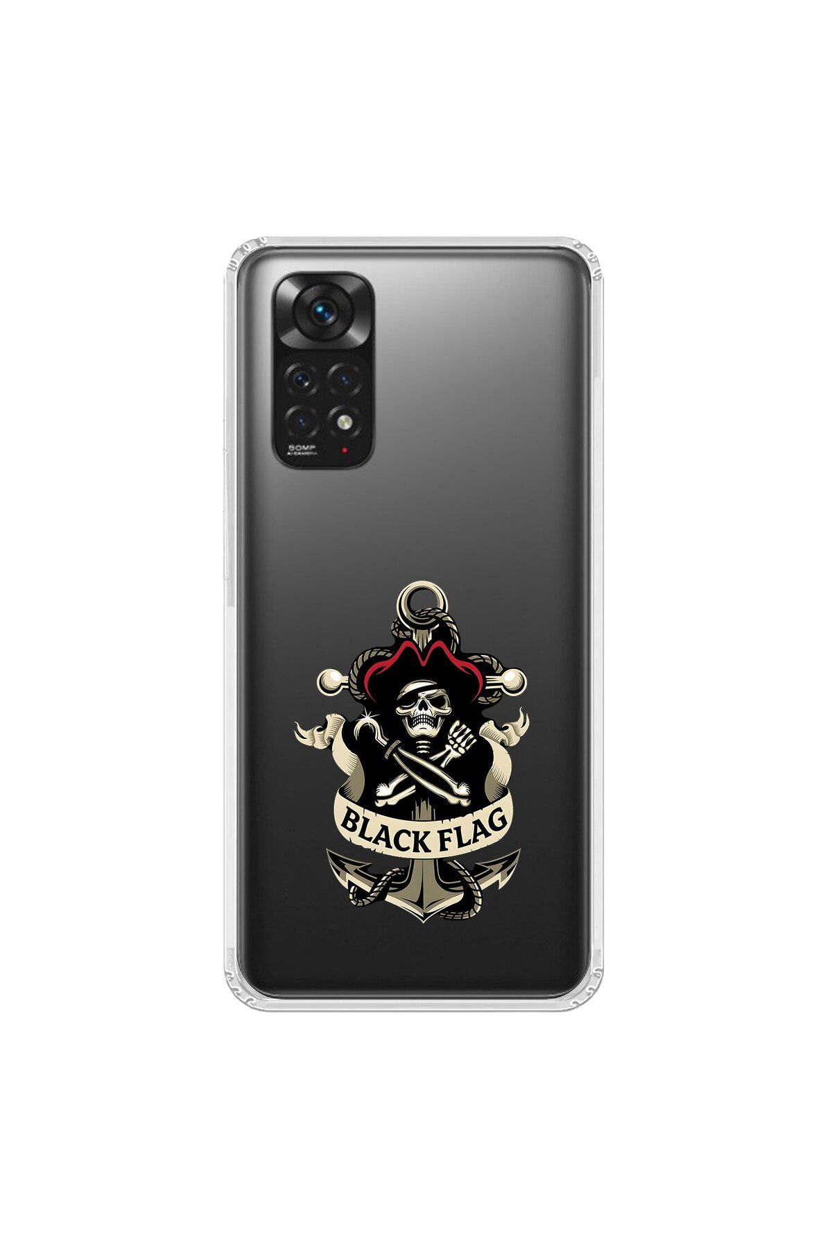 Dali Design Xiaomi Redmi Note 11 Uyumlu Şeffaf Kılıf Pirate 4 Tasarımlı