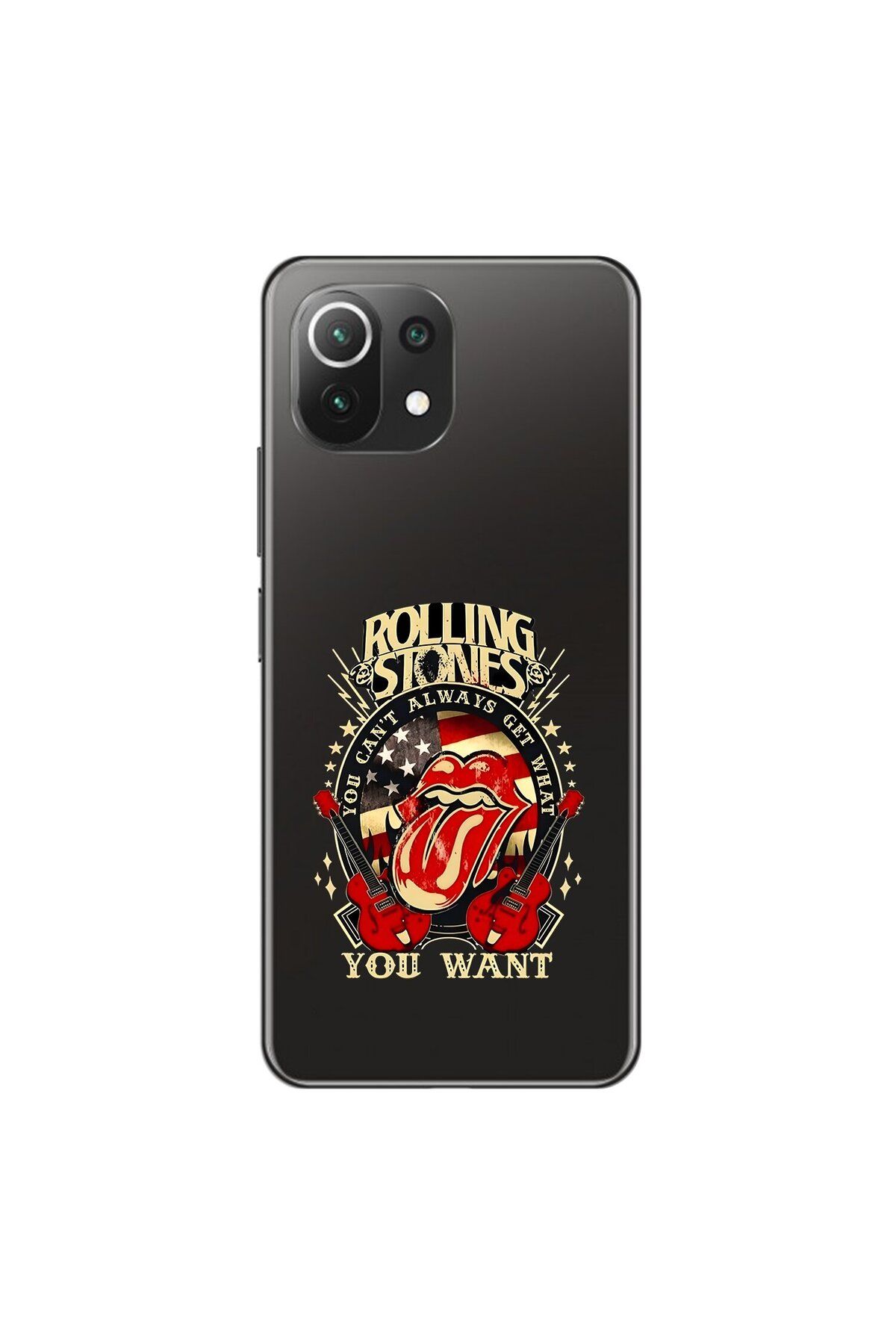 Dali Design Xiaomi Mi 11 Lite Uyumlu Şeffaf Kılıf Rolling Stones Tasarımlı