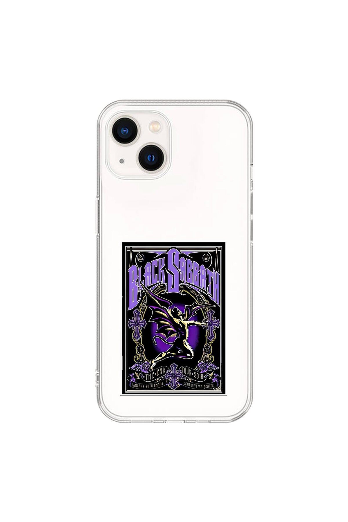 Dali Design iPhone 13 Mini Uyumlu Şeffaf Kılıf Black Sabbath Tasarımlı