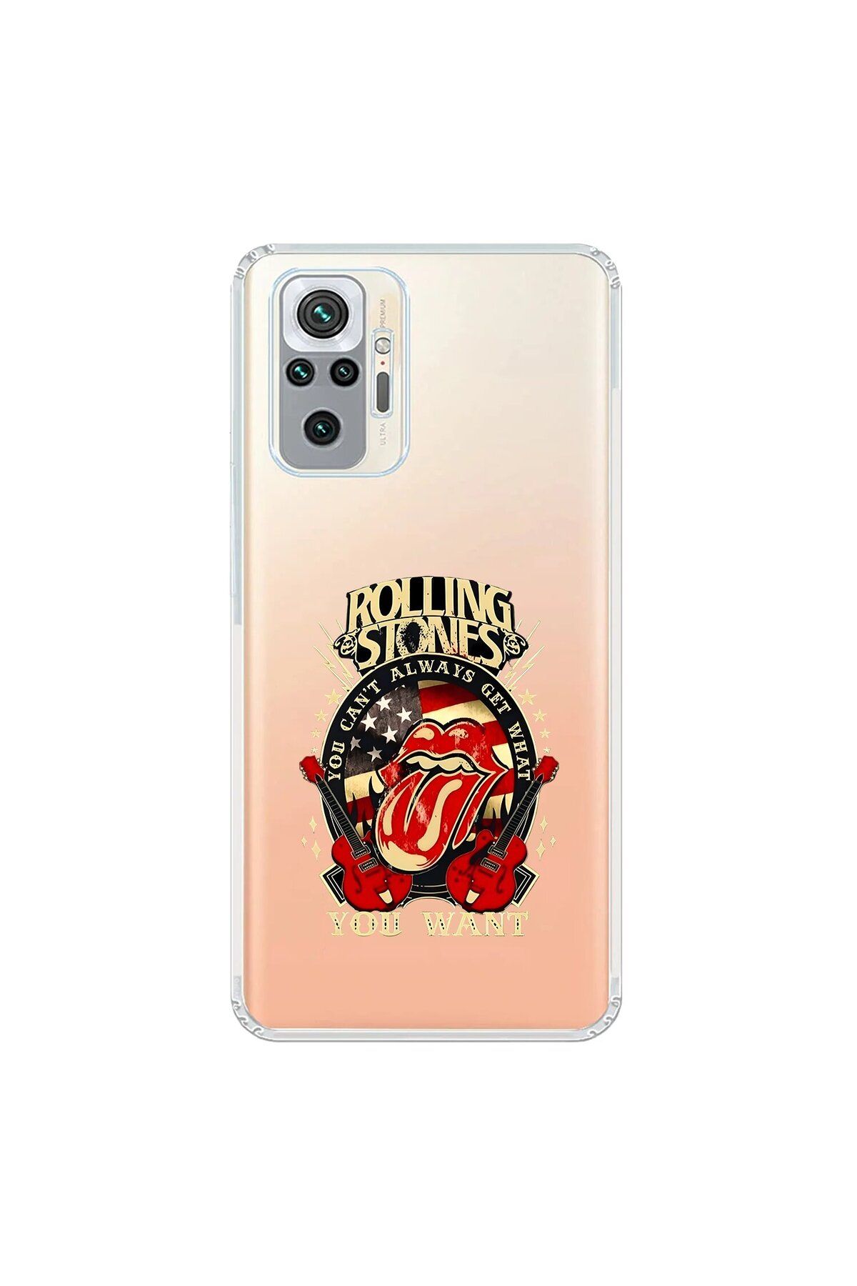 Dali Design Xiaomi Redmi Note 10 Pro Uyumlu Şeffaf Kılıf Rolling Stones Tasarımlı
