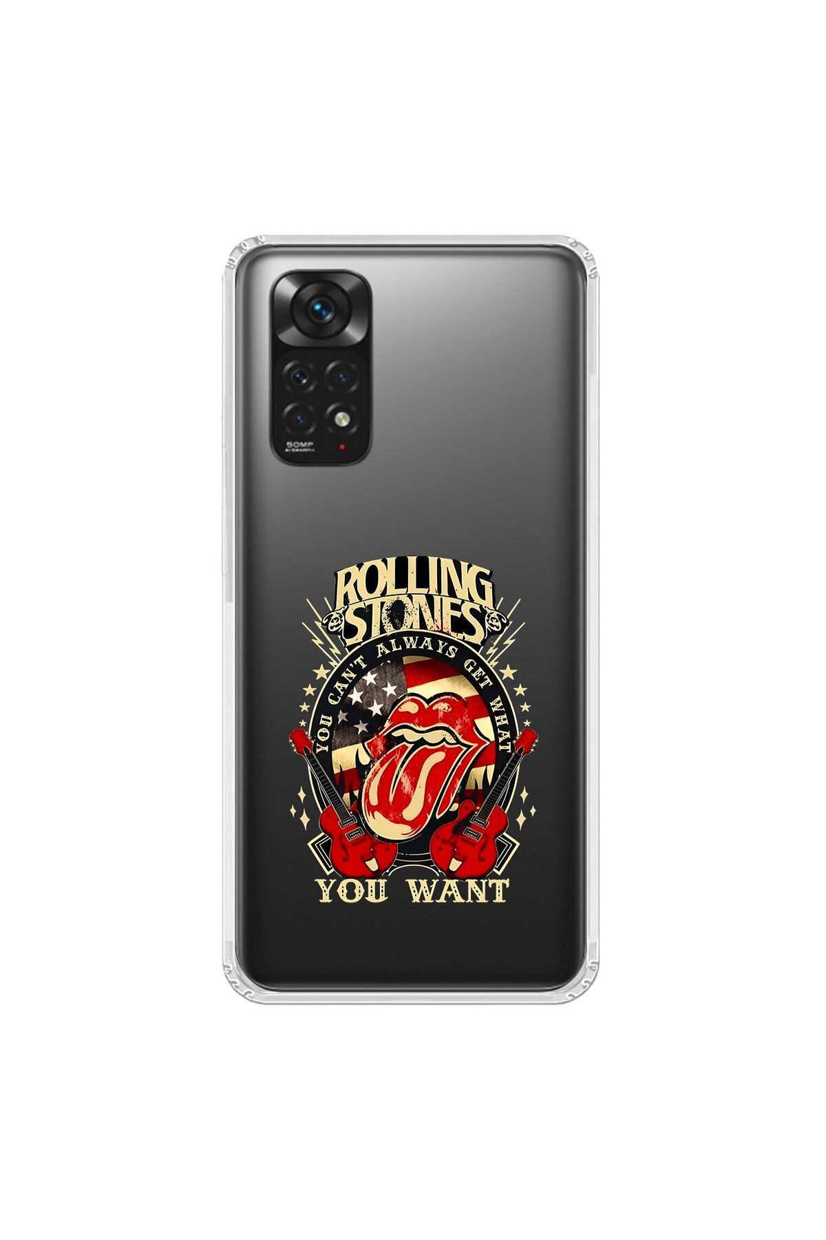 Dali Design Xiaomi Redmi Note 11 Uyumlu Şeffaf Kılıf Rolling Stones Tasarımlı